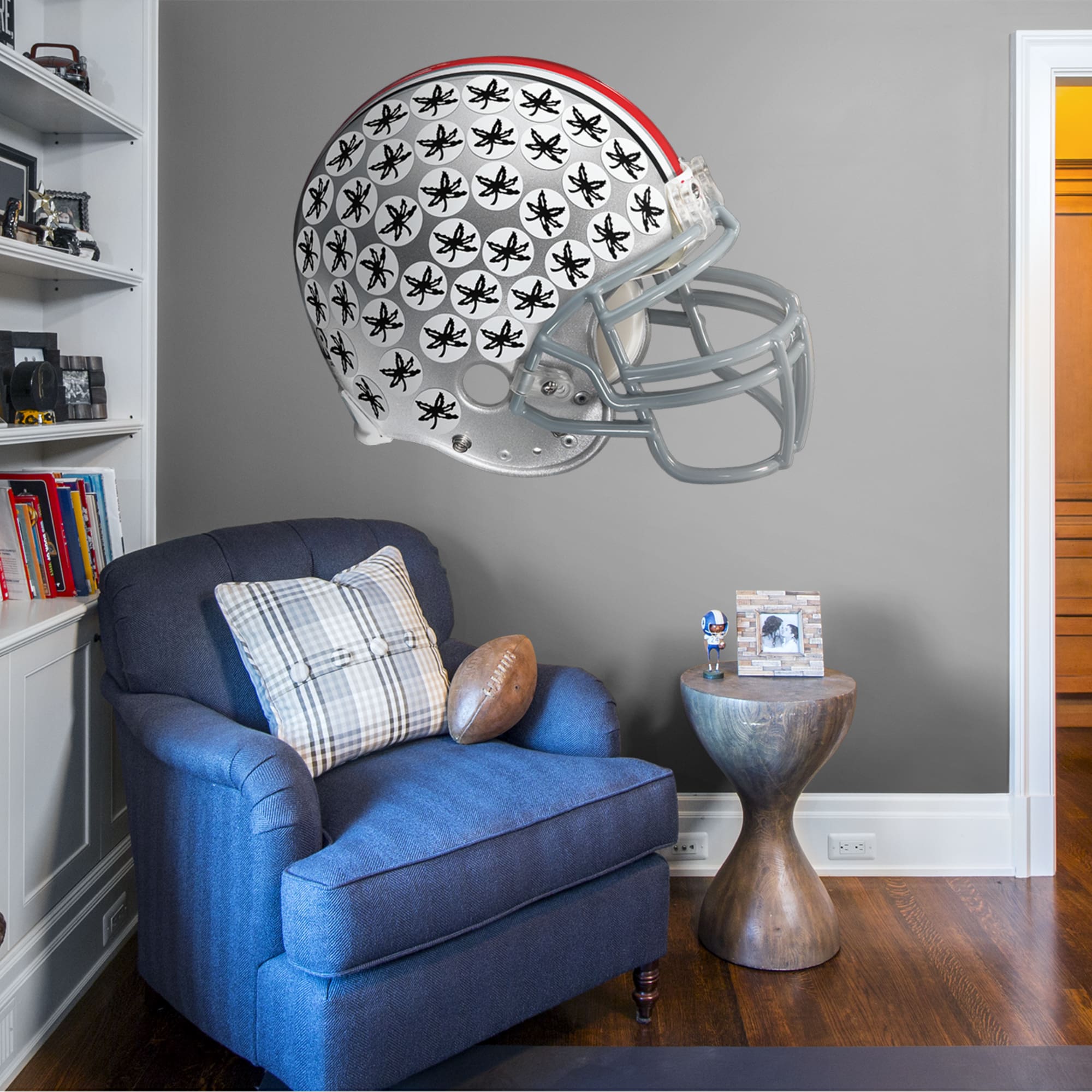 Ohio State Buckeyes: Buckeye Leaf Helmet - Officially Licensed Removable Wall Decal 55.0"W x 47.0"H by Fathead | Vinyl