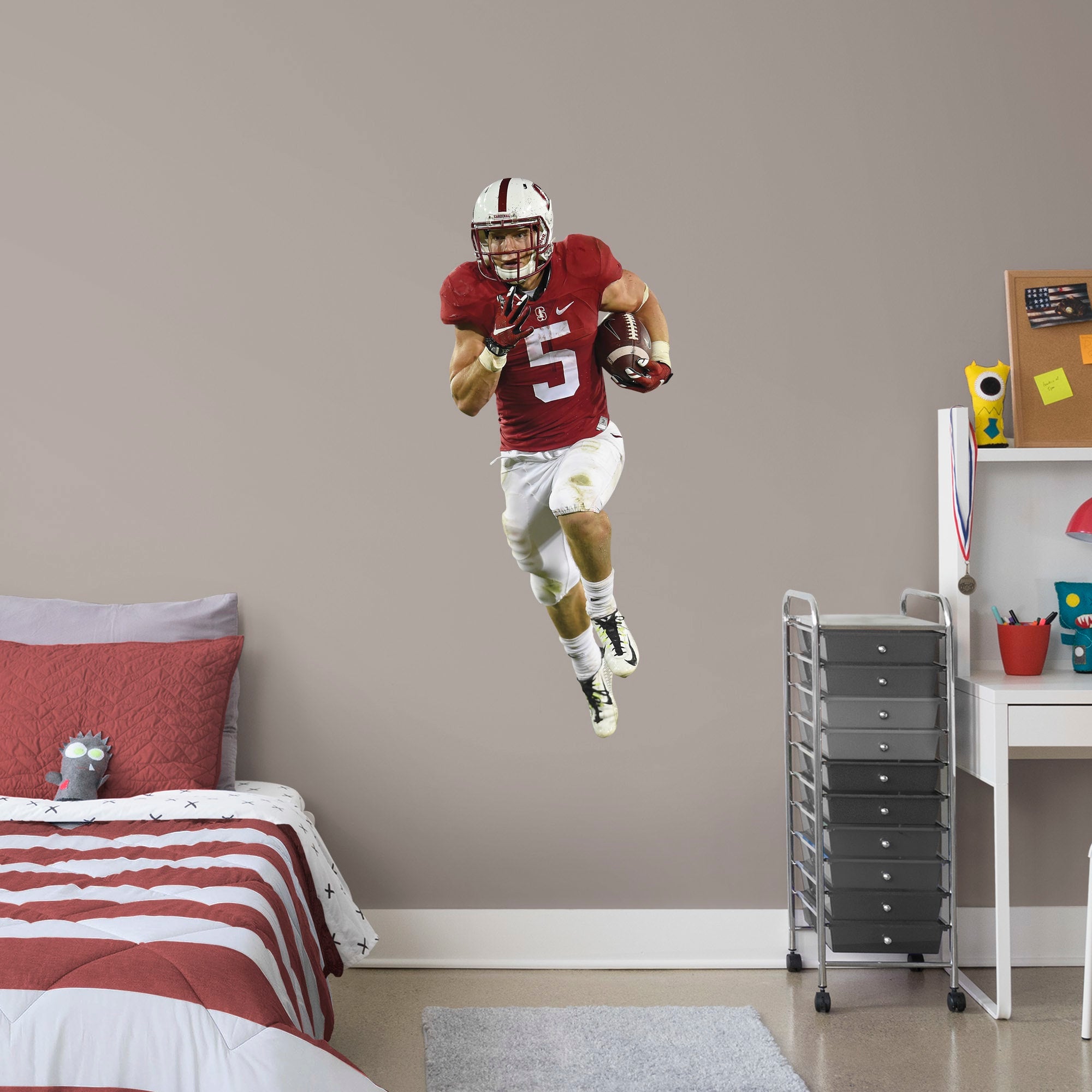 Christian McCaffrey for Stanford Cardinal: Stanford - Officially Licensed Removable Wall Decal Giant Athlete + 2 Decals (22"W x