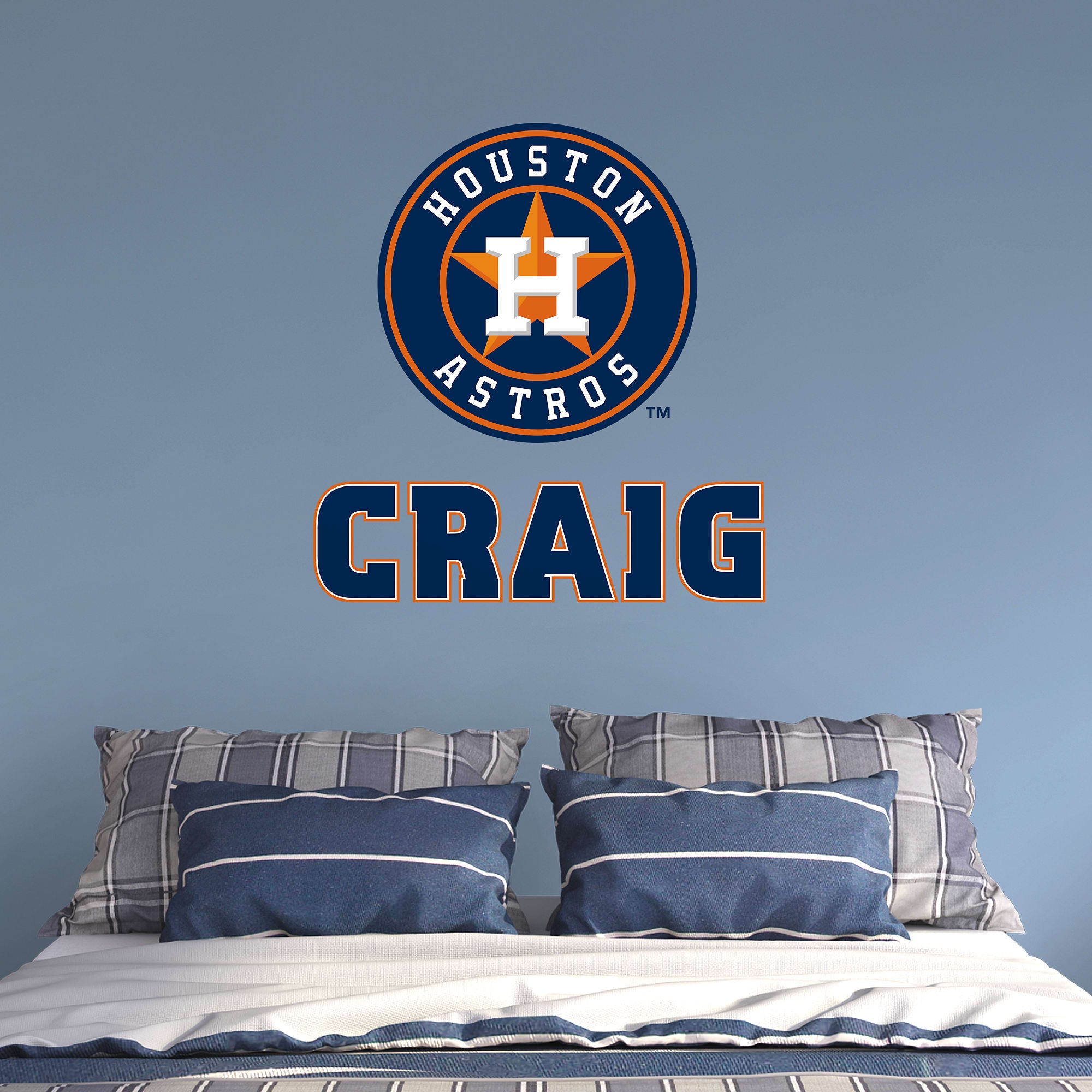 Houston Astros: Stacked Personalized Name - Officially Licensed MLB Transfer Decal in Navy (52"W x 39.5"H) by Fathead | Vinyl