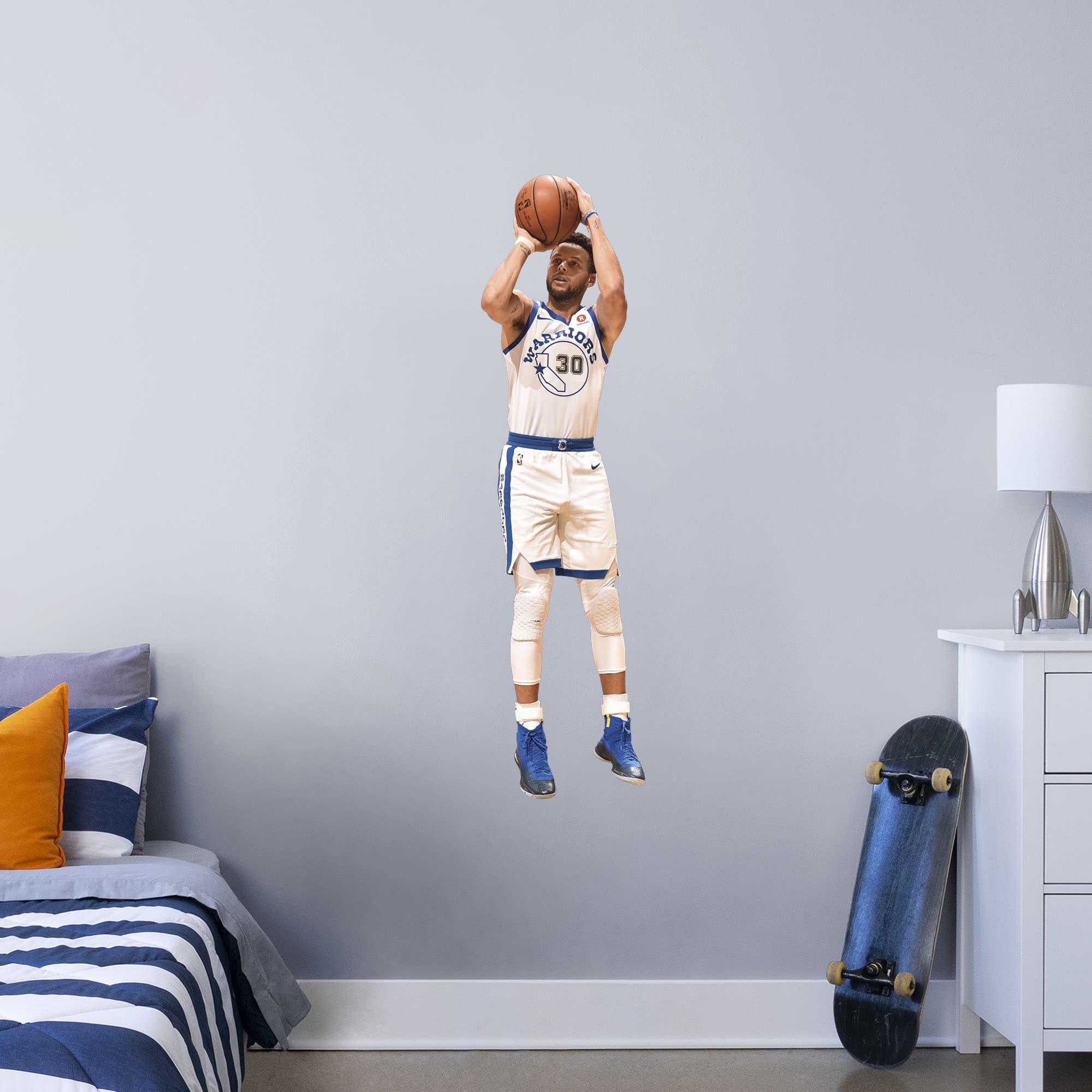 Stephen Curry for Golden State Warriors: Shooting - Officially Licensed NBA Removable Wall Decal Giant Athlete + 2 Decals (15"W
