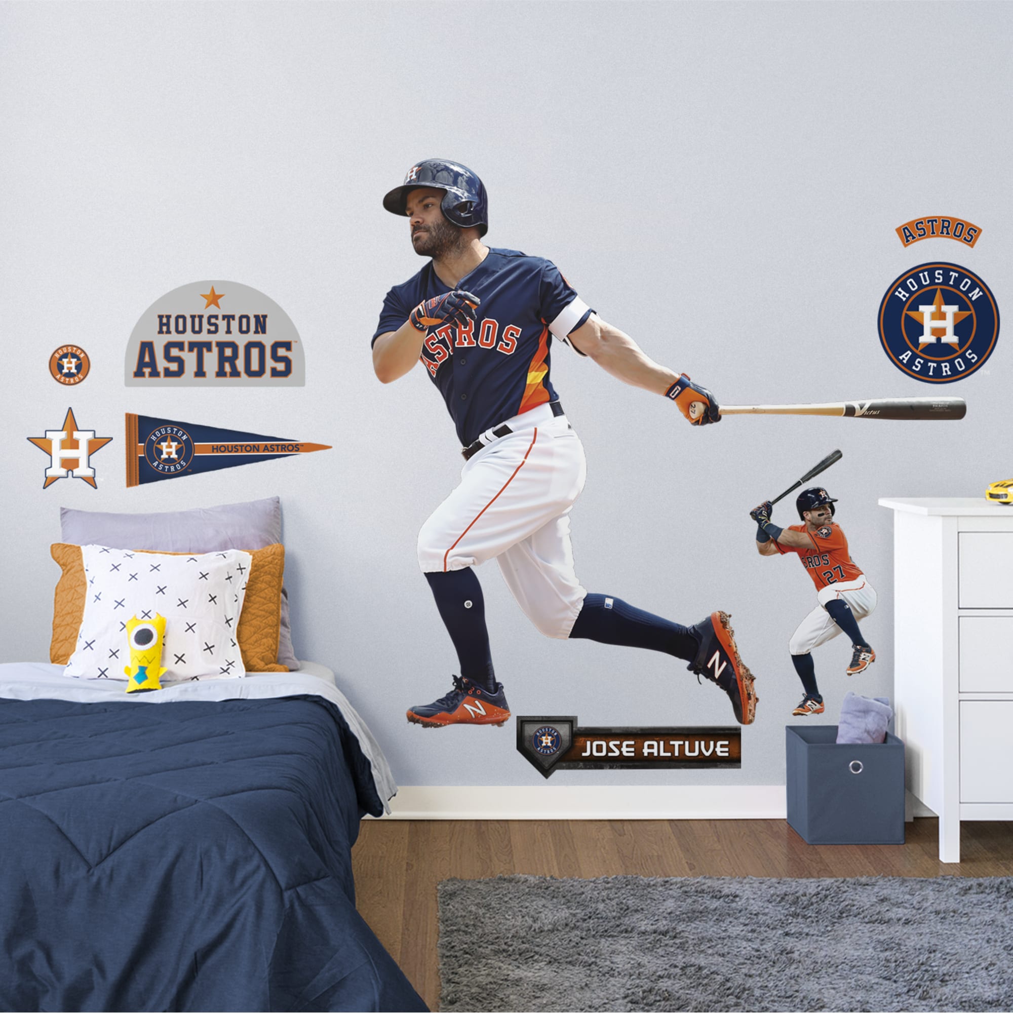 Jose Altuve for Houston Astros - Officially Licensed MLB Removable Wall Decal XL by Fathead | Vinyl