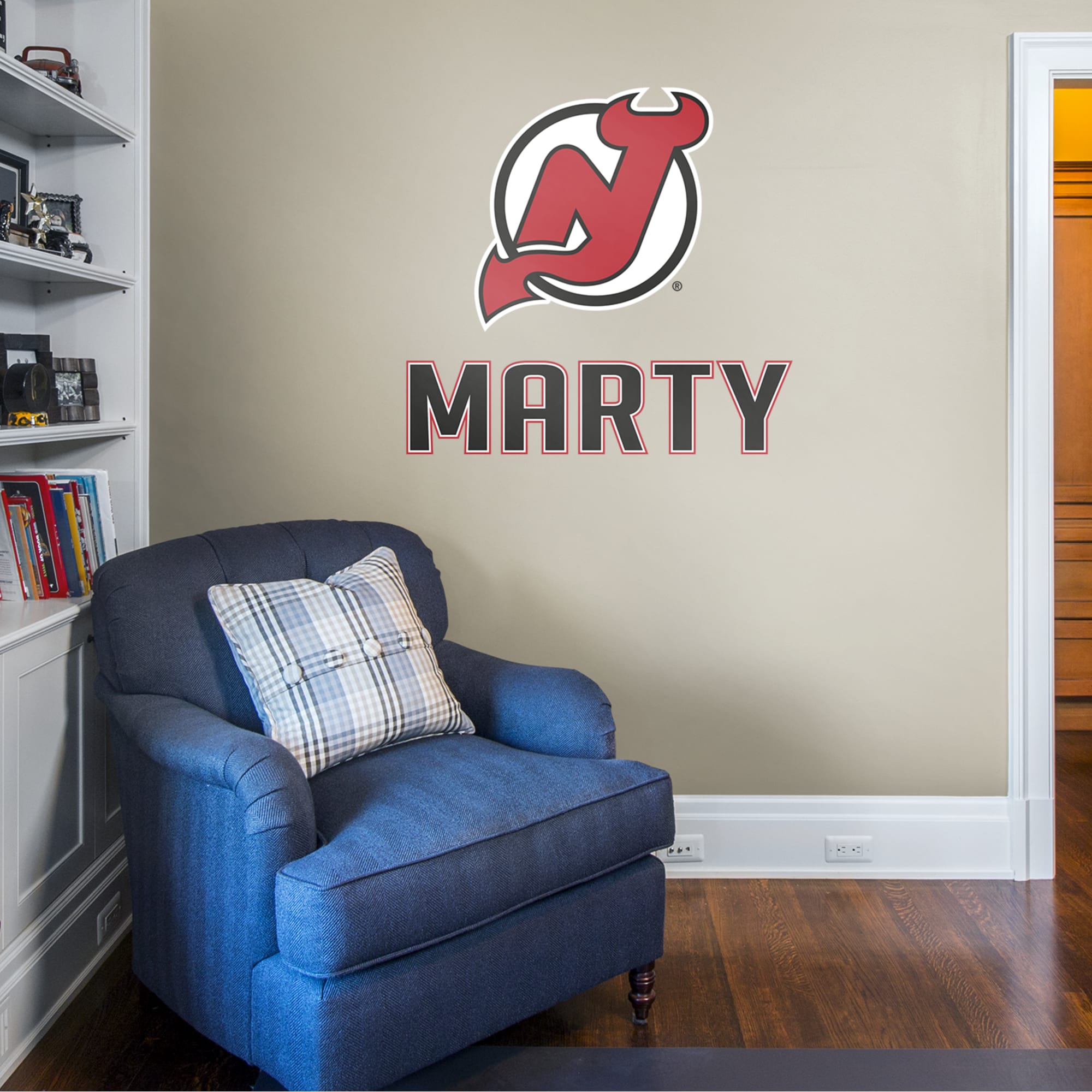 New Jersey Devils: Stacked Personalized Name - Officially Licensed NHL Transfer Decal in Black (39.5"W x 52"H) by Fathead | Viny