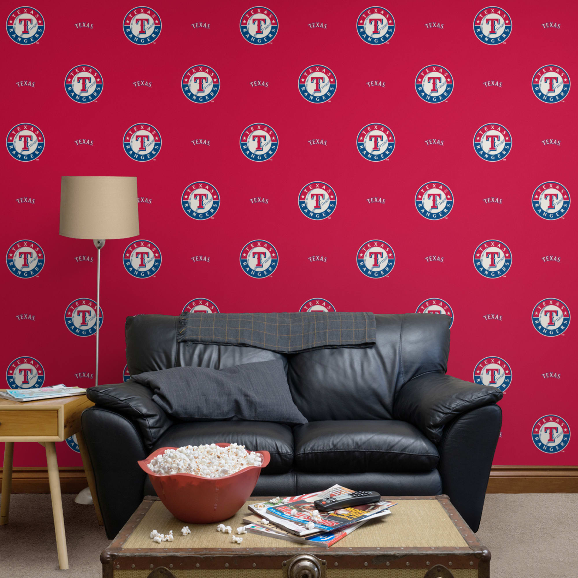 Texas Rangers: Logo Pattern - Officially Licensed Removable Wallpaper 12" x 12" Sample by Fathead