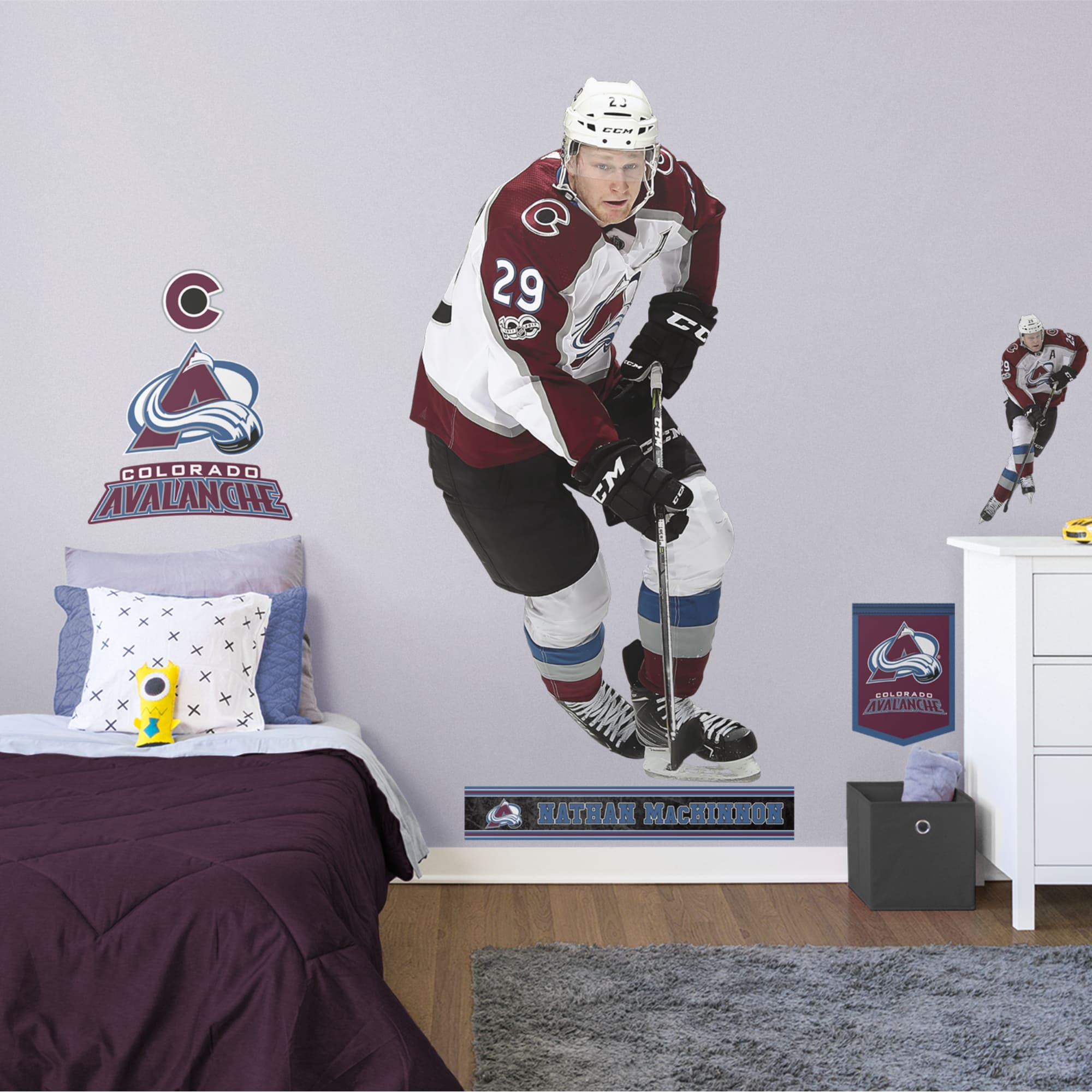 Nathan MacKinnon for Colorado Avalanche - Officially Licensed NHL Removable Wall Decal Life-Size Athlete + 9 Decals (38"W x 77"H