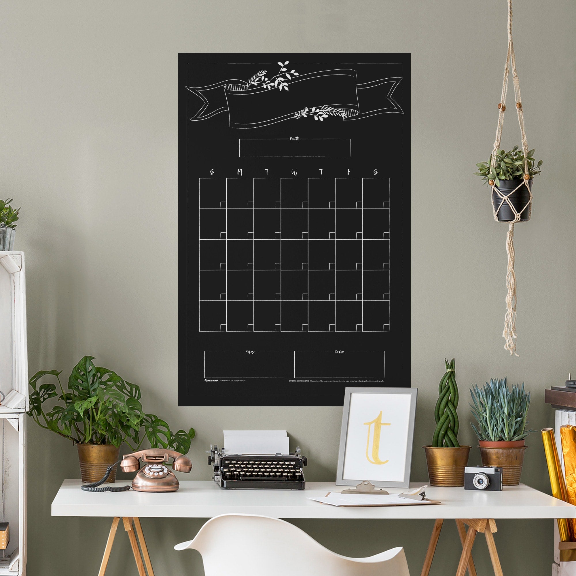 One Month Calendar: Chalkboard Banner Design - Removable Dry Erase Vinyl Decal 26.0"W x 39.5"H by Fathead