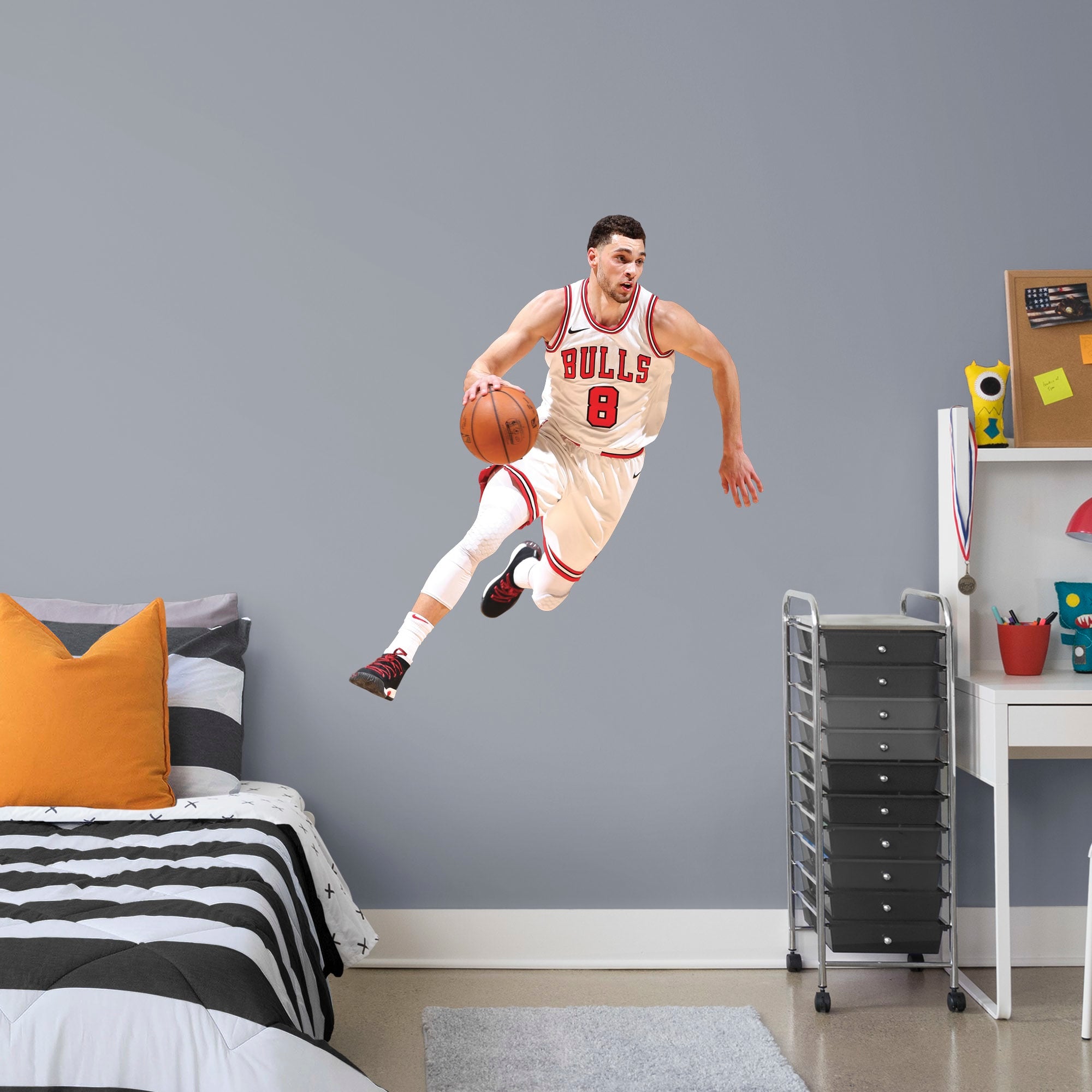 Zach LaVine for Chicago Bulls - Officially Licensed NBA Removable Wall Decal Giant Athlete + 2 Decals (30"W x 51"H) by Fathead |
