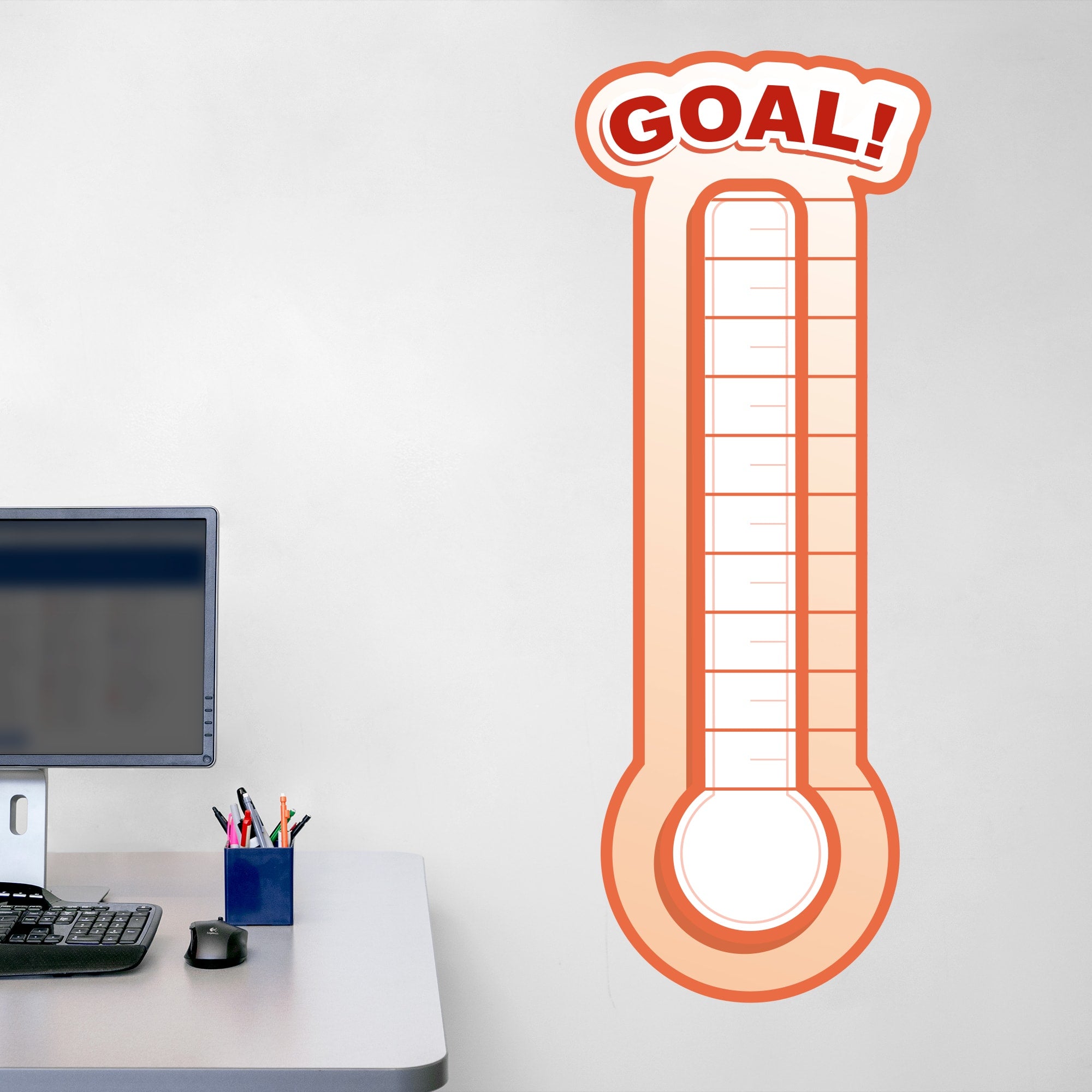 Goal Thermometer - Removable Dry Erase Vinyl Decal in Orange (17.5"W x 46.8"H) by Fathead