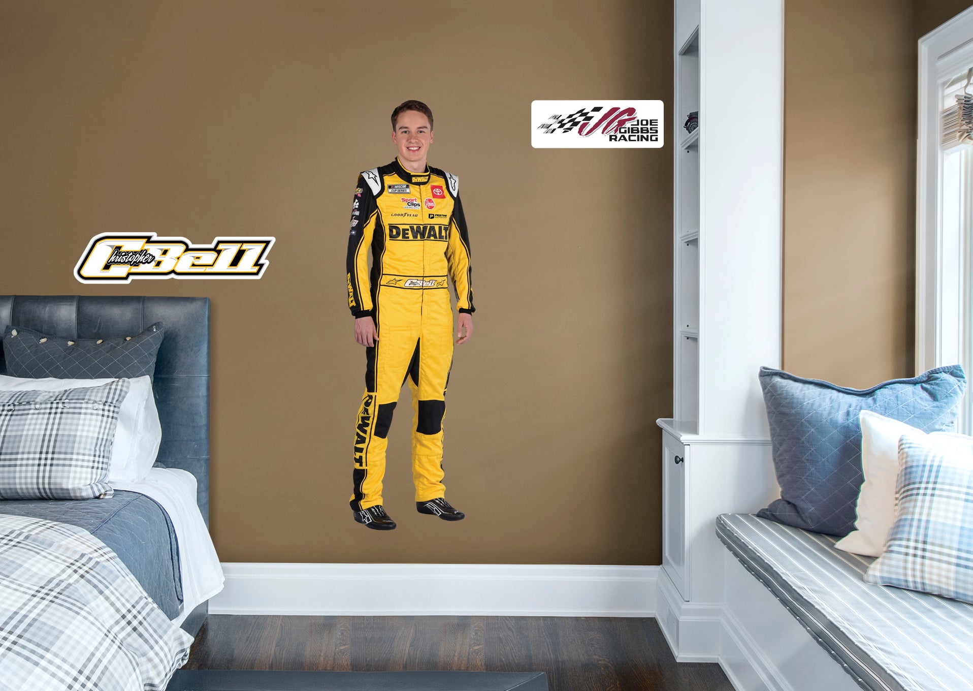 Christopher Bell 2021 Driver - Officially Licensed NASCAR Removable Wall Decal Life-Size Character + 2 Decals (22"W x 72"H) by F