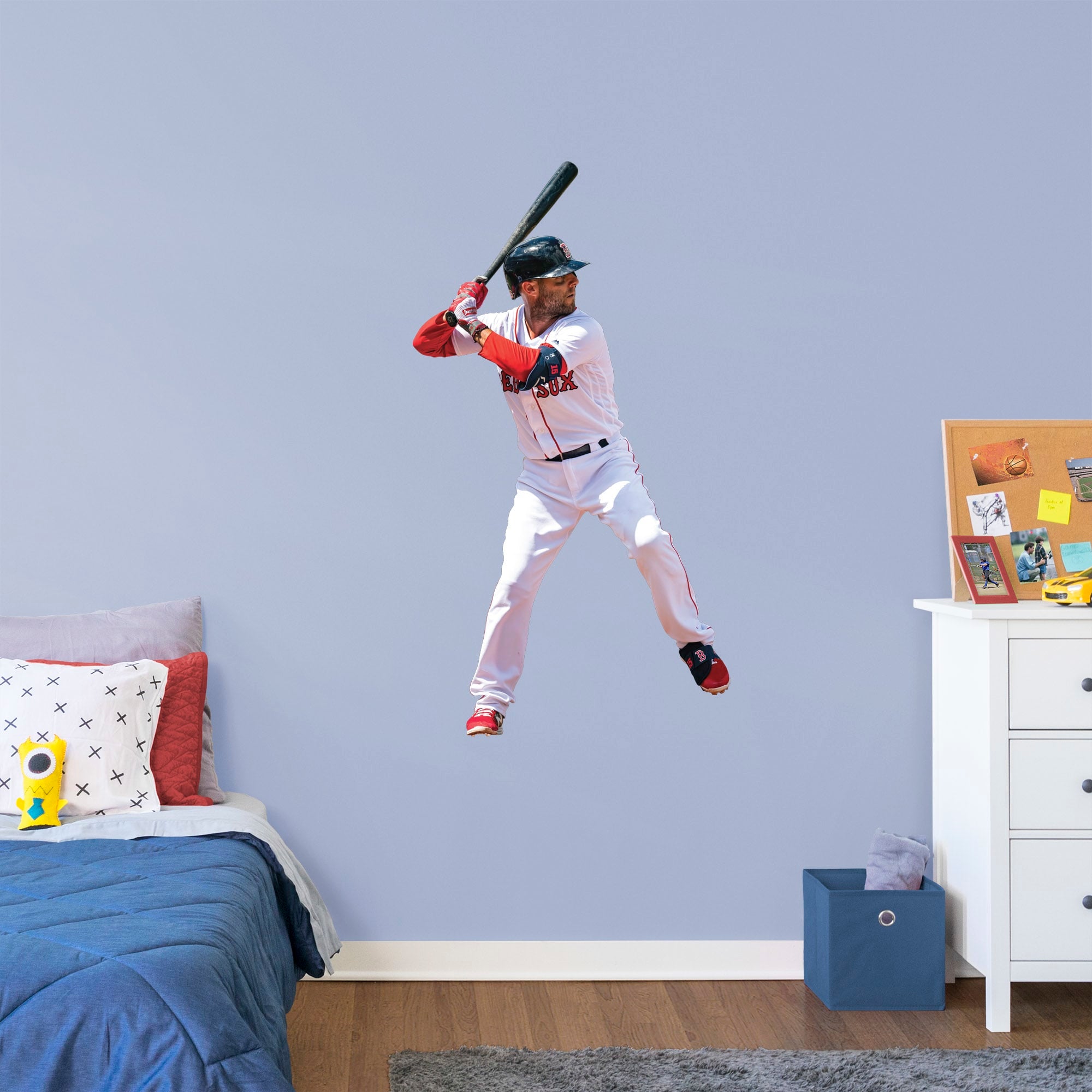 Dustin Pedroia for Boston Red Sox - Officially Licensed MLB Removable Wall Decal Giant Athlete + 2 Decals (32"W x 58"H) by Fathe