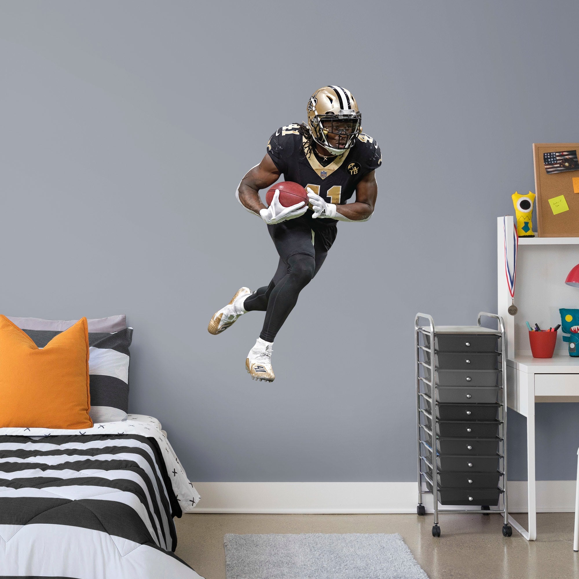 Alvin Kamara for New Orleans Saints - Officially Licensed NFL Removable Wall Decal Giant Athlete + 2 Decals (30"W x 51"H) by Fat