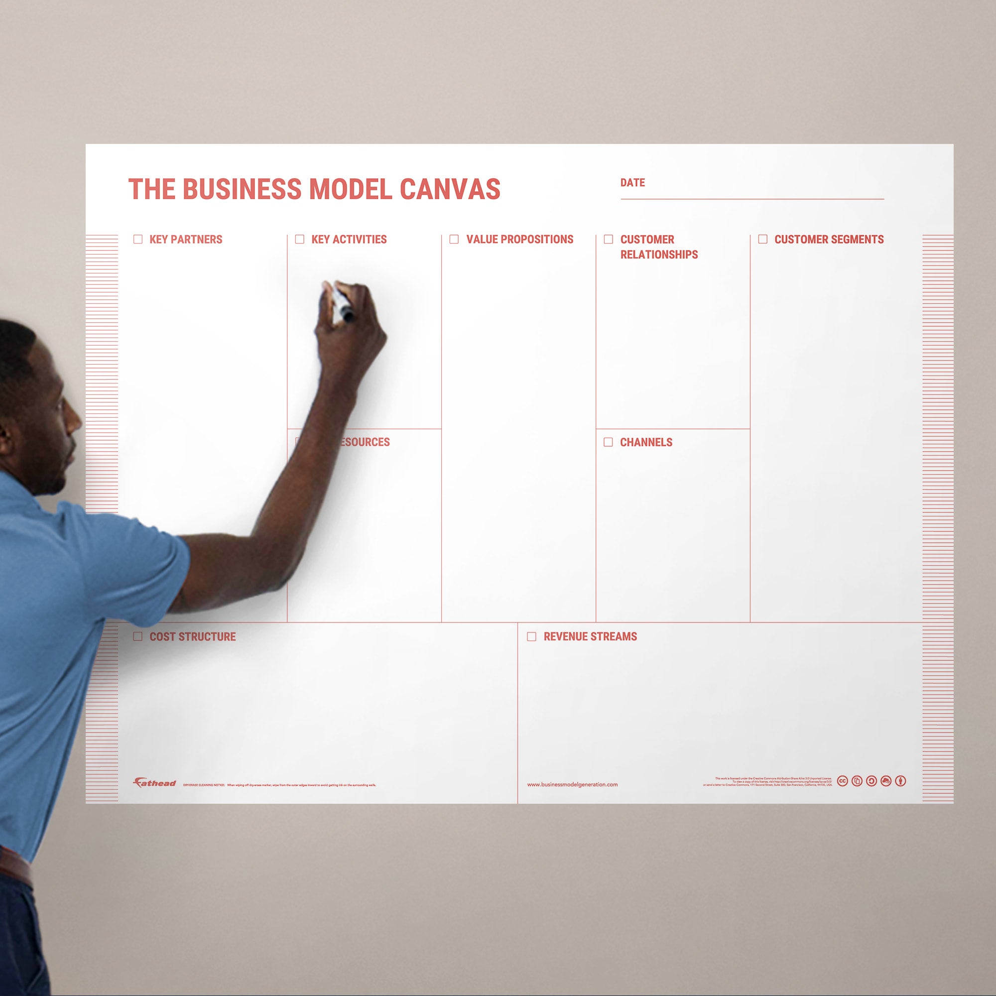 Business Model: Modern Design - Removable Dry Erase Vinyl Decal in Red (52"W x 40"H) by Fathead