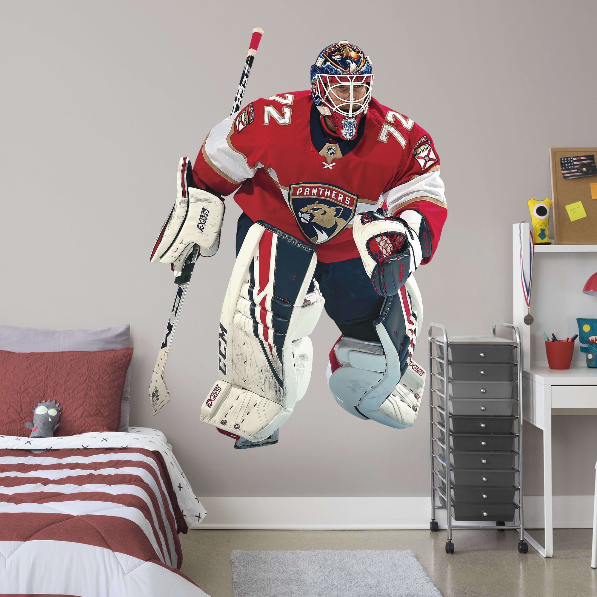 Sergei Bobrovsky for Florida Panthers - Officially Licensed NHL Removable Wall Decal Life-Size Athlete + 2 Decals (51"W x 72"H)