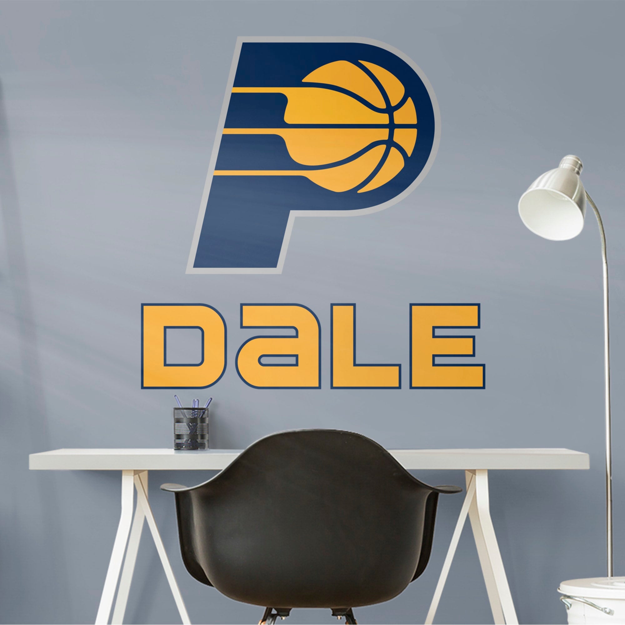 Indiana Pacers: Stacked Personalized Name - Officially Licensed NBA Transfer Decal in Yellow by Fathead | Vinyl