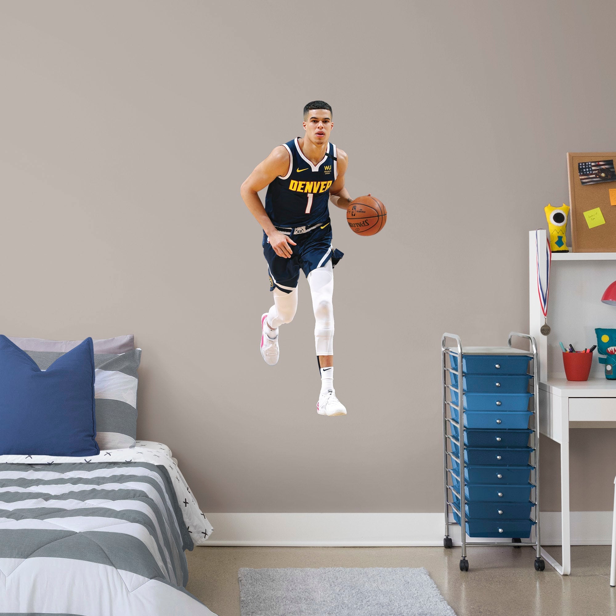 Michael Porter Jr. for Denver Nuggets - Officially Licensed NBA Removable Wall Decal Giant Athlete + 2 Decals (24"W x 51"H) by F