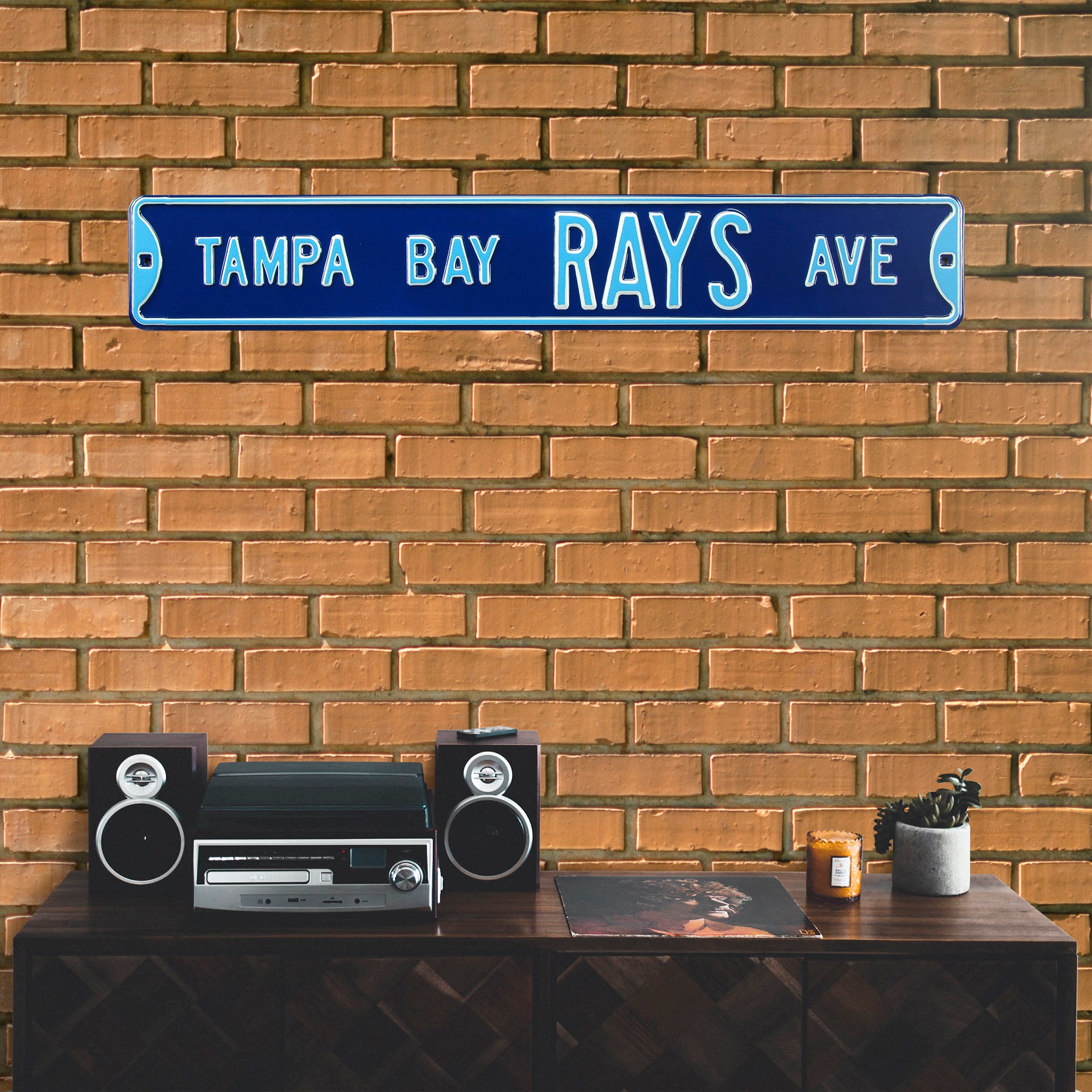 Tampa Bay Rays Steel Street Sign-TAMPA BAY RAYS AVE 36" W x 6" H by Fathead