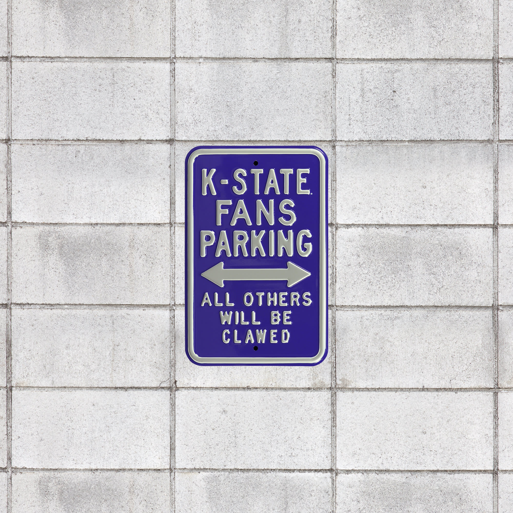 Kansas State Wildcats: KU Go Home Parking - Officially Licensed Metal Street Sign 18.0"W x 12.0"H by Fathead | 100% Steel