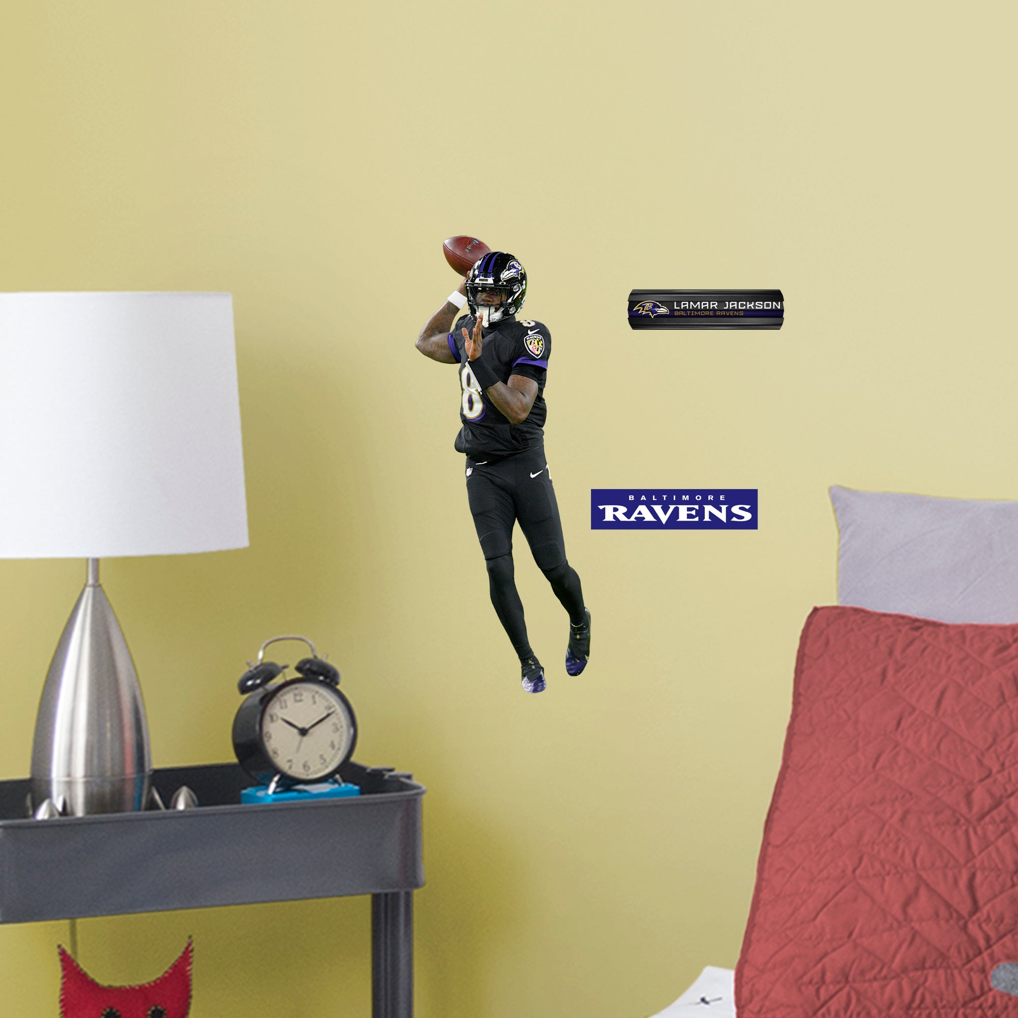 Lamar Jackson 2020 Black Jersey - Officially Licensed NFL Removable Wall Decal Large by Fathead | Vinyl