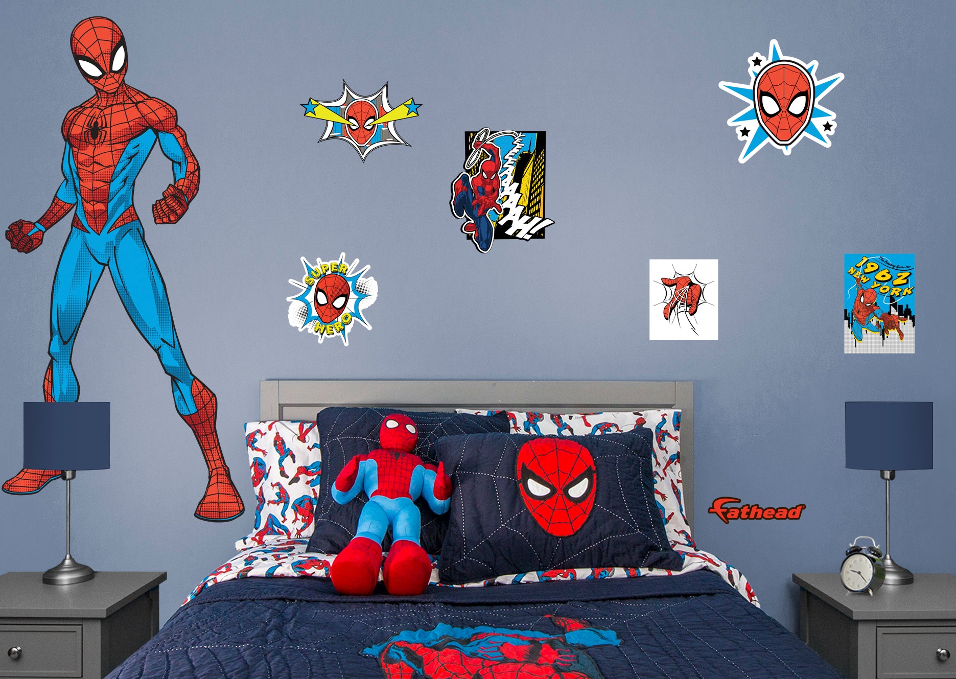 POP SPIDER-MAN - Officially Licensed Marvel Removable Wall Decal Life-Size Character + 7 Decals (78"W x 37"H) by Fathead | Vinyl