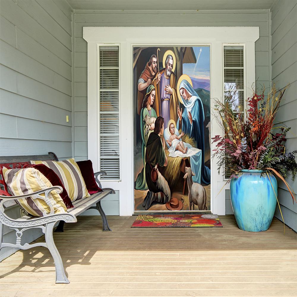 Nativity Scene Door Cover 30x80 by Fathead | Polyester