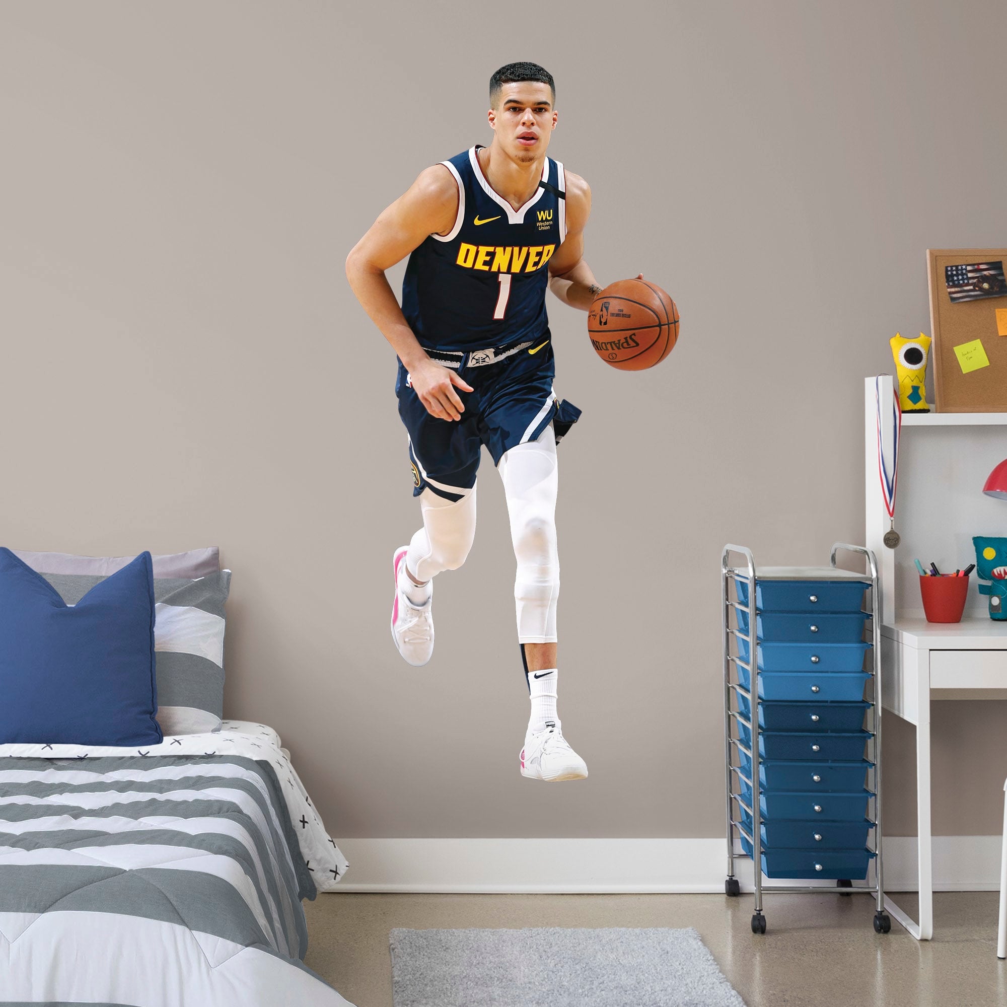 Michael Porter Jr. for Denver Nuggets - Officially Licensed NBA Removable Wall Decal Life-Size Athlete + 2 Decals (36"W x 78"H)