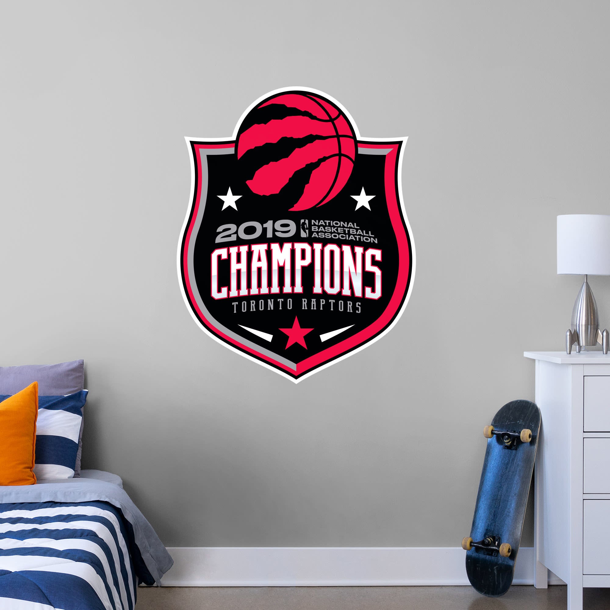 Toronto Raptors: 2019 NBA Champions Logo - Officially Licensed NBA Removable Wall Decal Giant Logo (38"W x 48"H) by Fathead | Vi