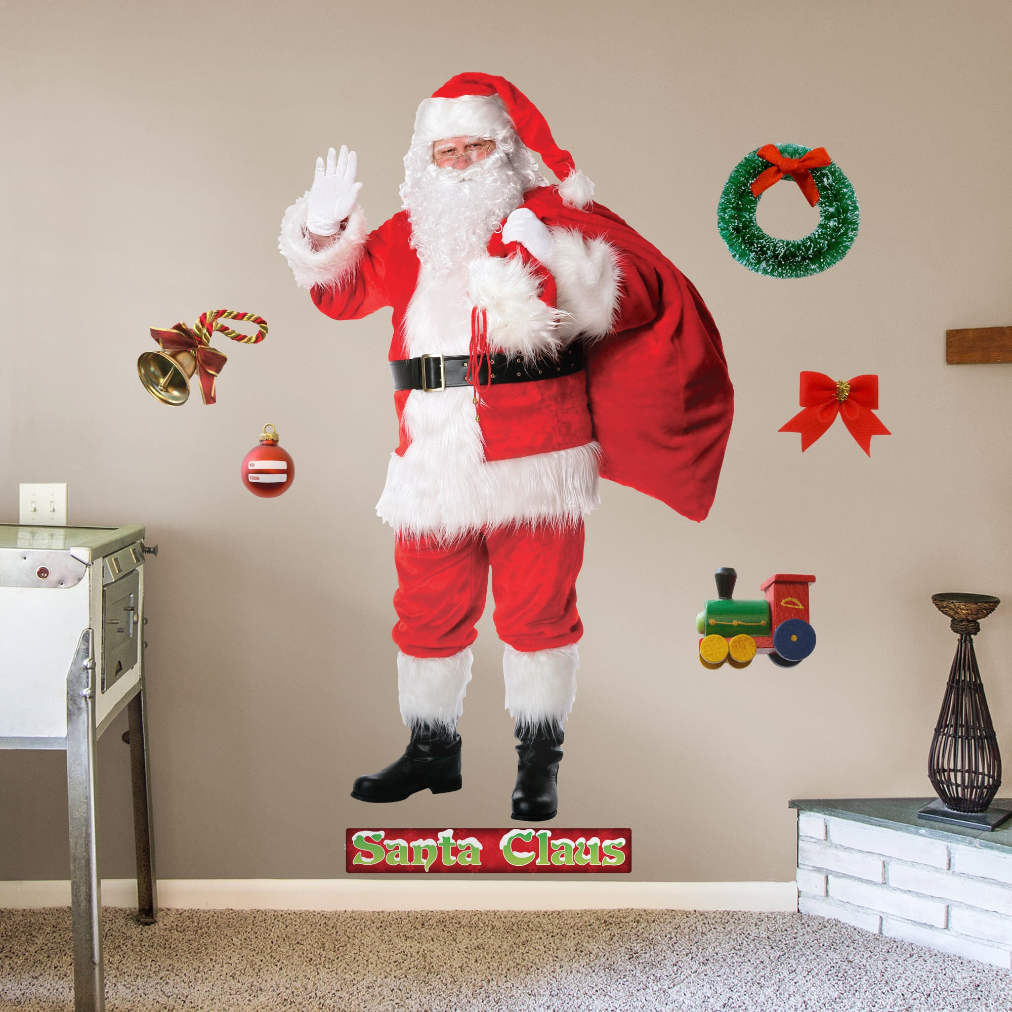Santa Claus - Removable Wall Decal Life-Size Character + 8 Licensed Decals (46"W x 75"H) by Fathead | Vinyl