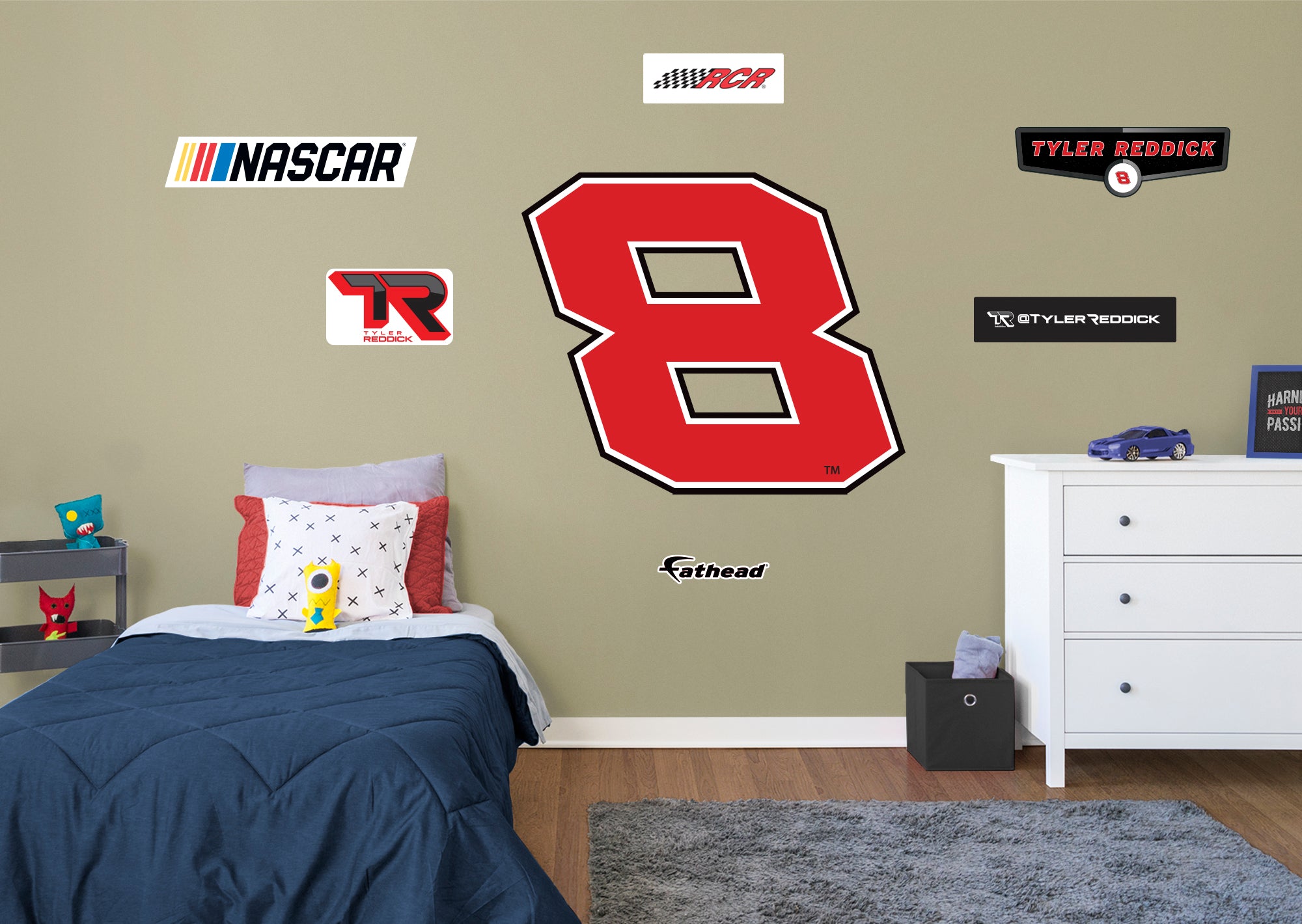 Tyler Reddick 2021 #8 Logo - Officially Licensed NASCAR Removable Wall Decal Giant Logo + 6 Decals (39"W x 46"H) by Fathead | Vi