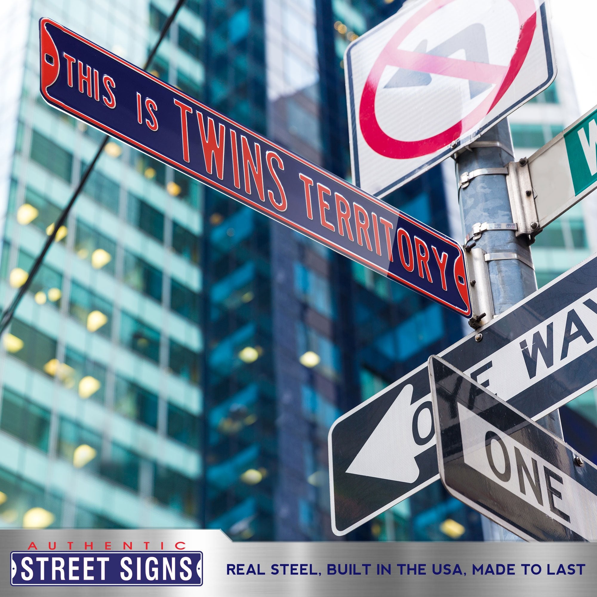 Minnesota Twins Steel Street Sign-THIS IS TWINS TERRITORY 36" W x 6" H by Fathead