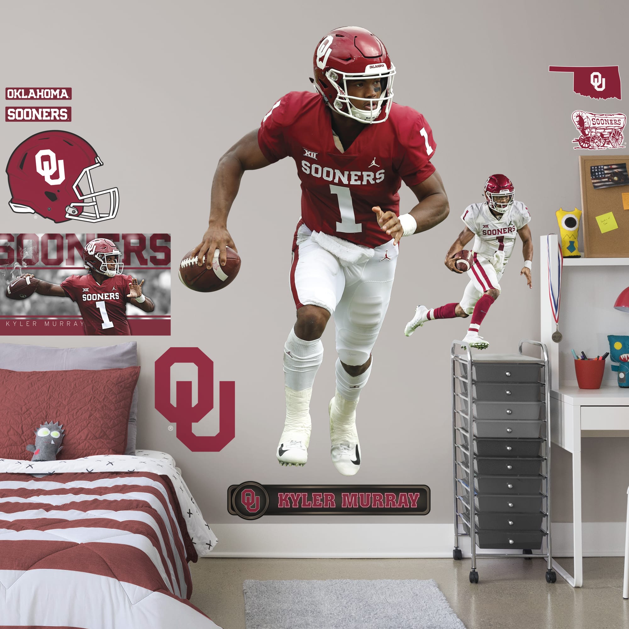 Kyler Murray for Oklahoma Sooners: Oklahoma - Officially Licensed Removable Wall Decal Life-Size Athlete + 10 Decals (44"W x 73"