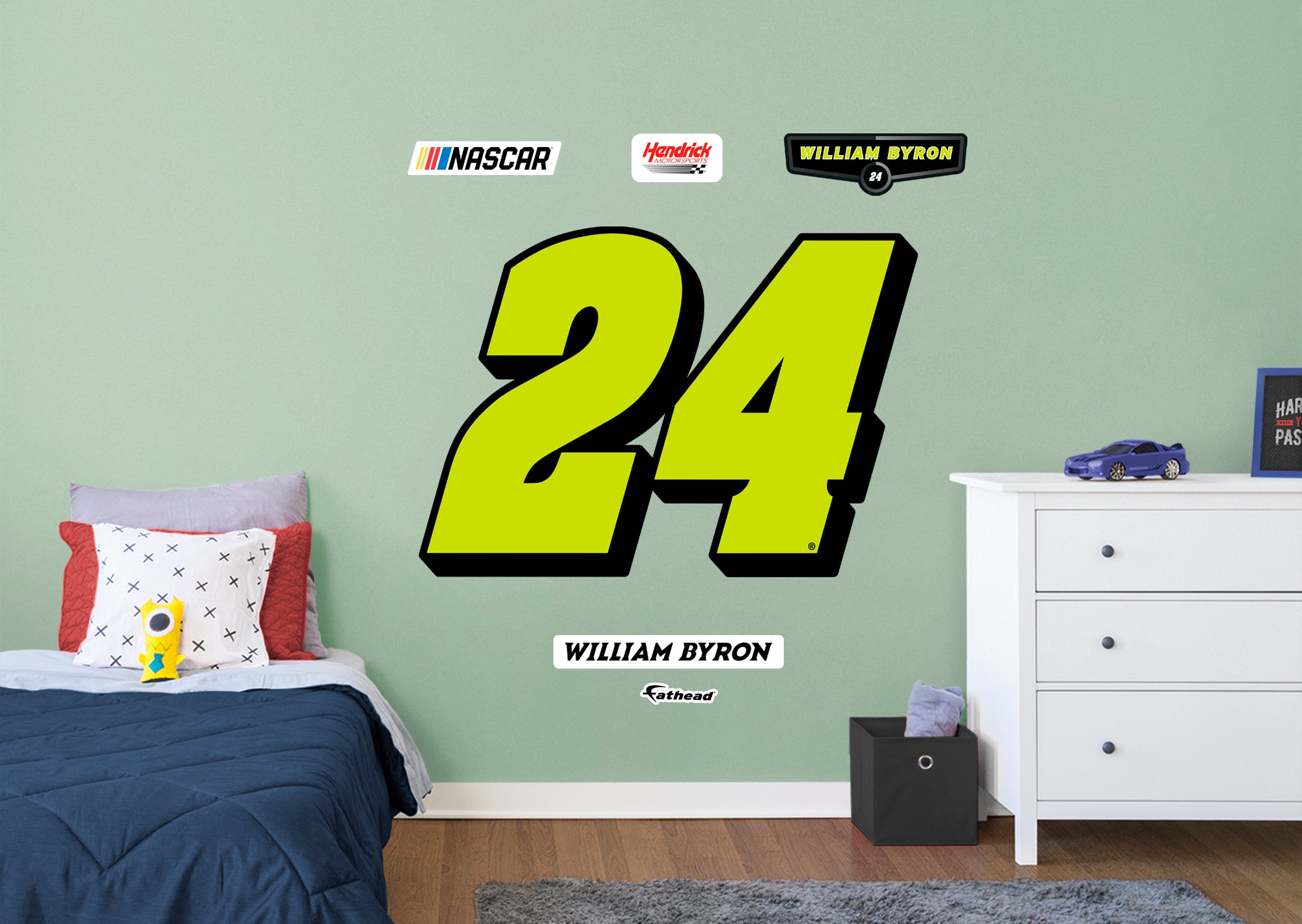 William Byron 2021 #24 Logo - Officially Licensed NASCAR Removable Wall Decal Giant Logo + 5 Decals (51"W x36"H) by Fathead | Vi