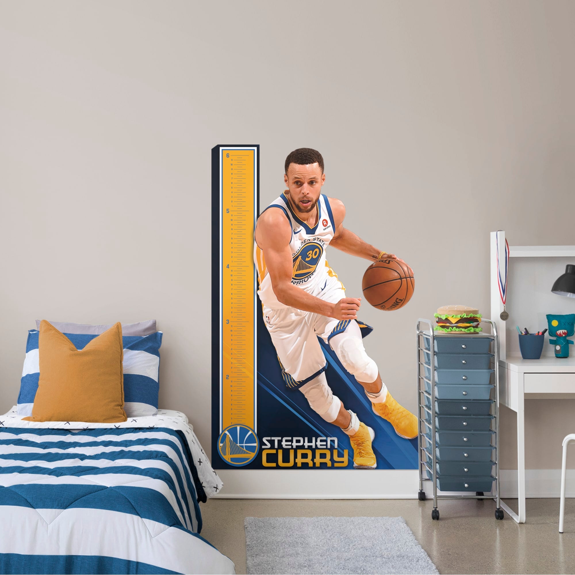 Stephen Curry for Golden State Warriors: Growth Chart - Officially Licensed NBA Removable Wall Decal 46.0"W x 70.0"H by Fathead