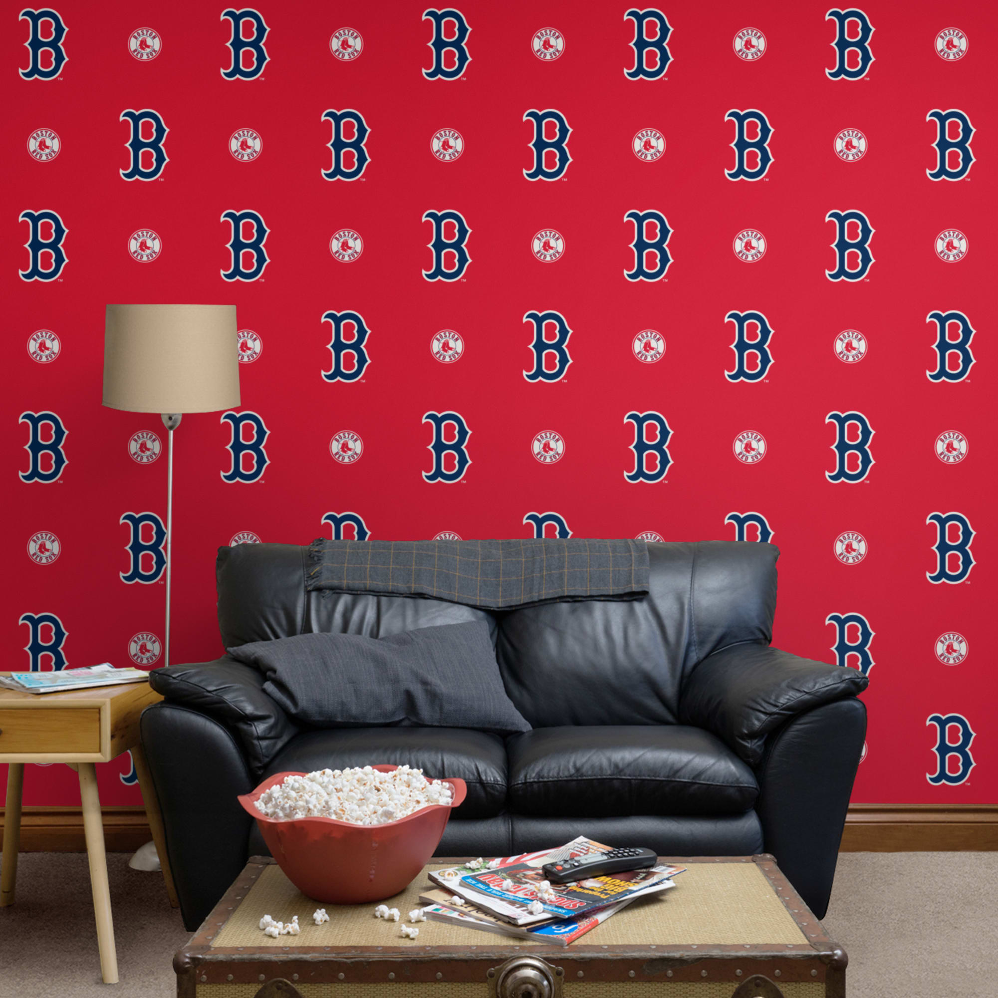 Boston Red Sox: Logo Pattern - Officially Licensed Removable Wallpaper 12" x 12" Sample by Fathead