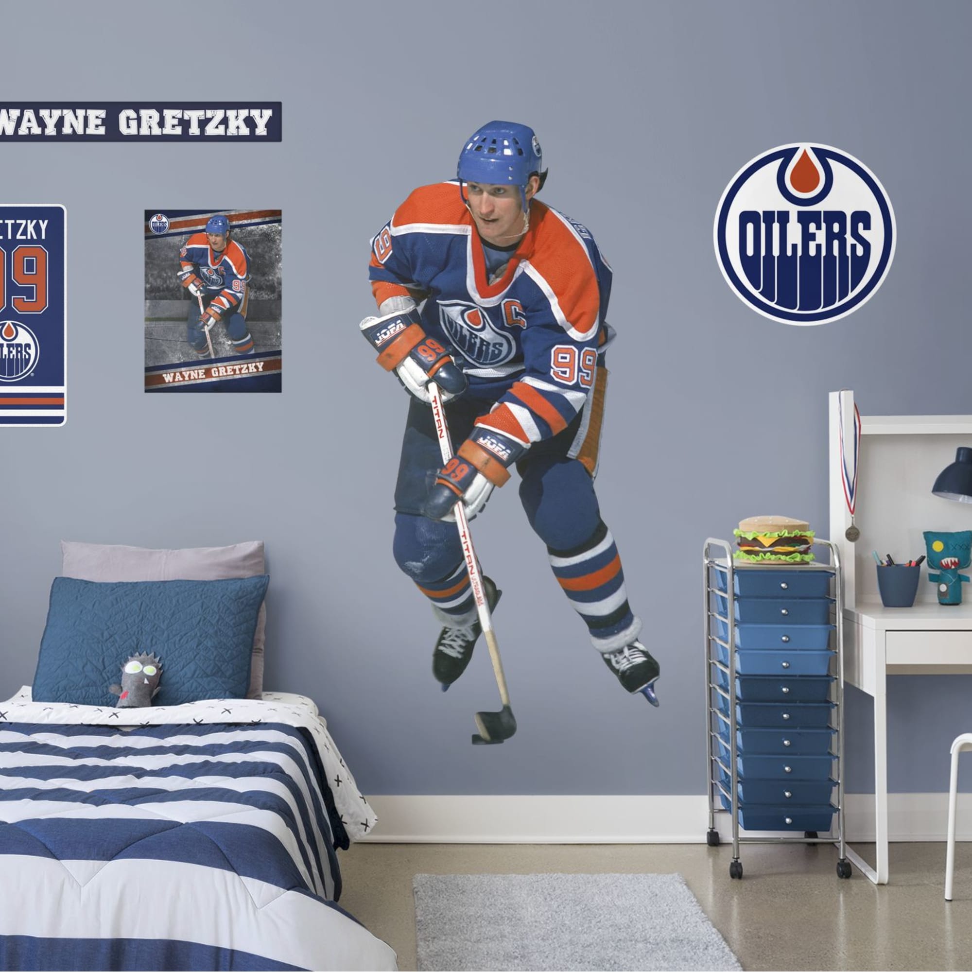 Wayne Gretzky for Edmonton Oilers - Officially Licensed NHL Removable Wall Decal Life-Size Athlete + 8 Decals (36"W x 75"H) by F