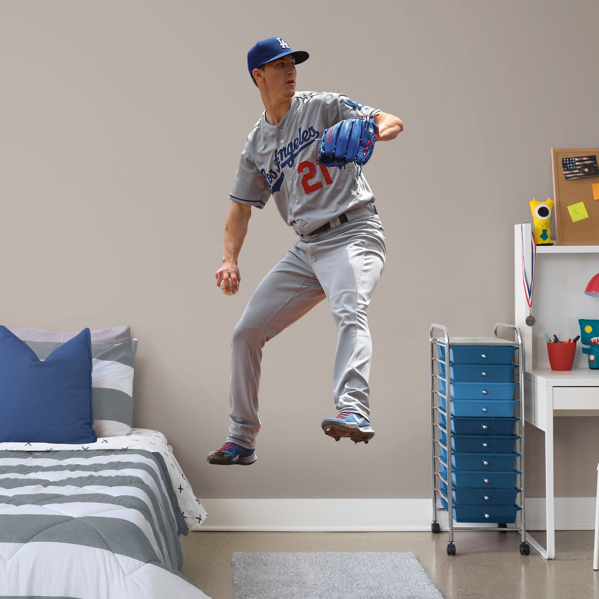 Walker Buehler for Los Angeles Dodgers - Officially Licensed MLB Removable Wall Decal Life-Size Athlete + 2 Decals (36"W x 77"H)