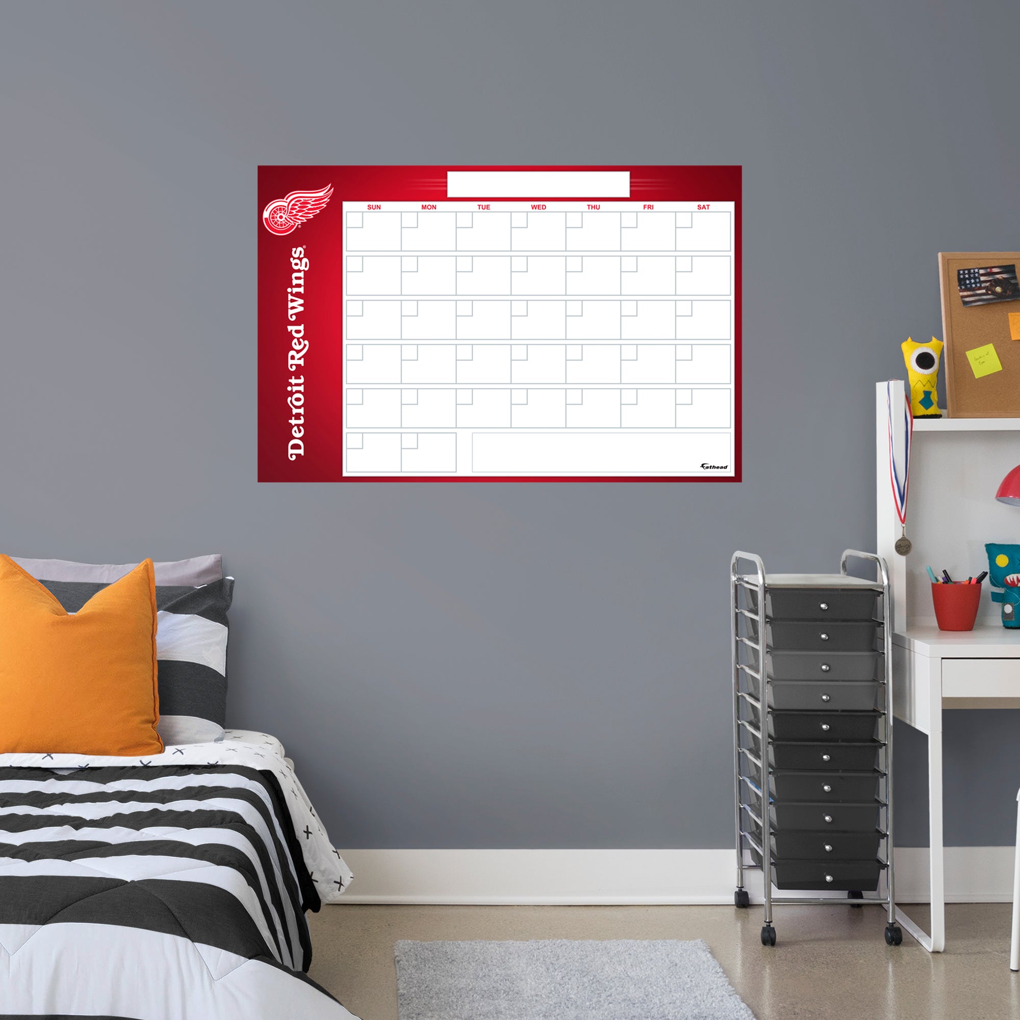 Detroit Red Wings Dry Erase Calendar - Officially Licensed NHL Removable Wall Decal Giant Decal (57"W x 34"H) by Fathead | Vinyl