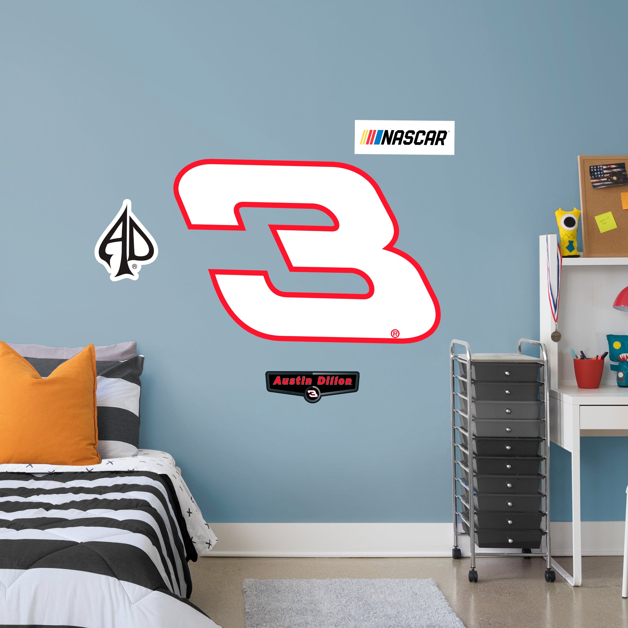 Austin Dillon 2021 #3 Logo - Officially Licensed NASCAR Removable Wall Decal Giant Logo + 3 Decals (45"W x 30"H) by Fathead | Vi