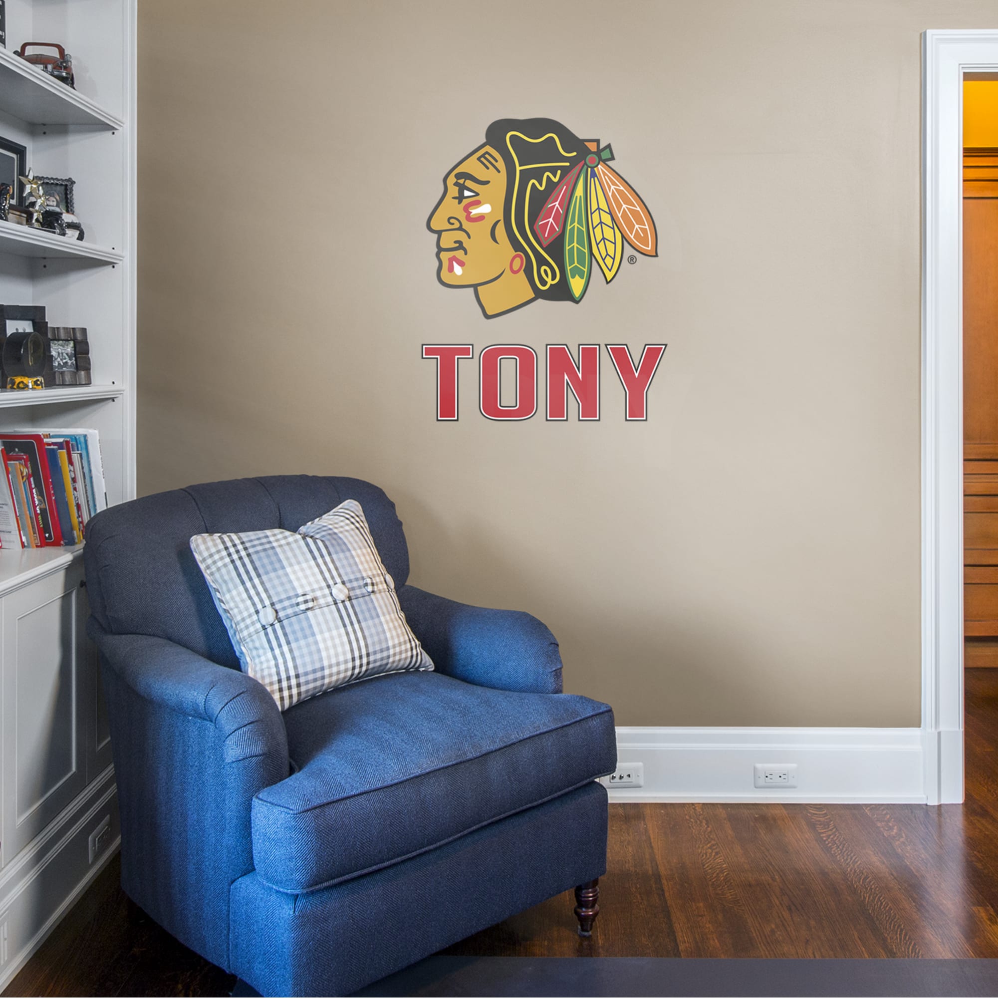 Chicago Blackhawks: Stacked Personalized Name - Officially Licensed NHL Transfer Decal in Red (39.5"W x 52"H) by Fathead | Vinyl