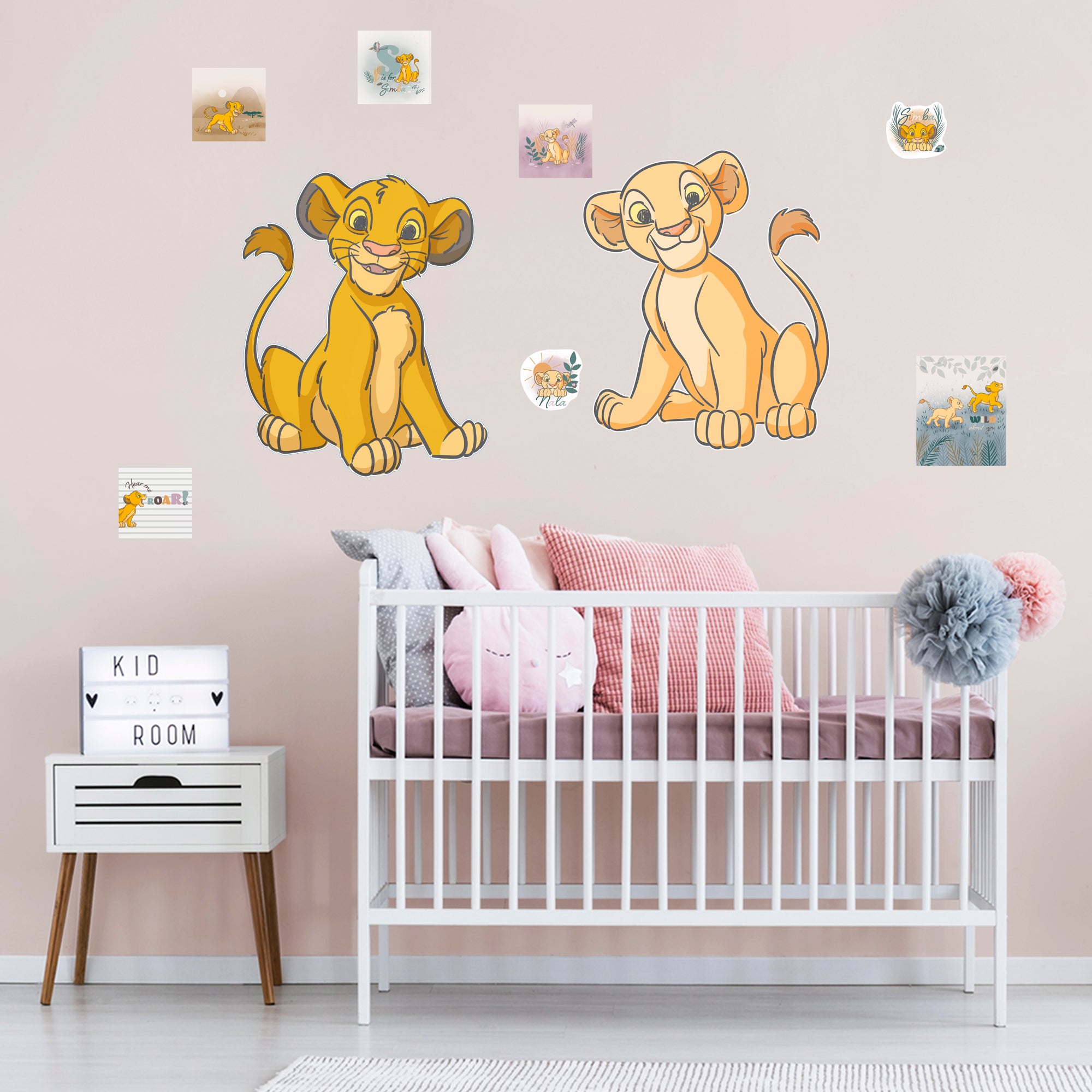 Lion King Simba and Nala Before the Bloom - Officially Licensed Disney Removable Wall Decal Giant Character + 7 Decals (24"W x 3