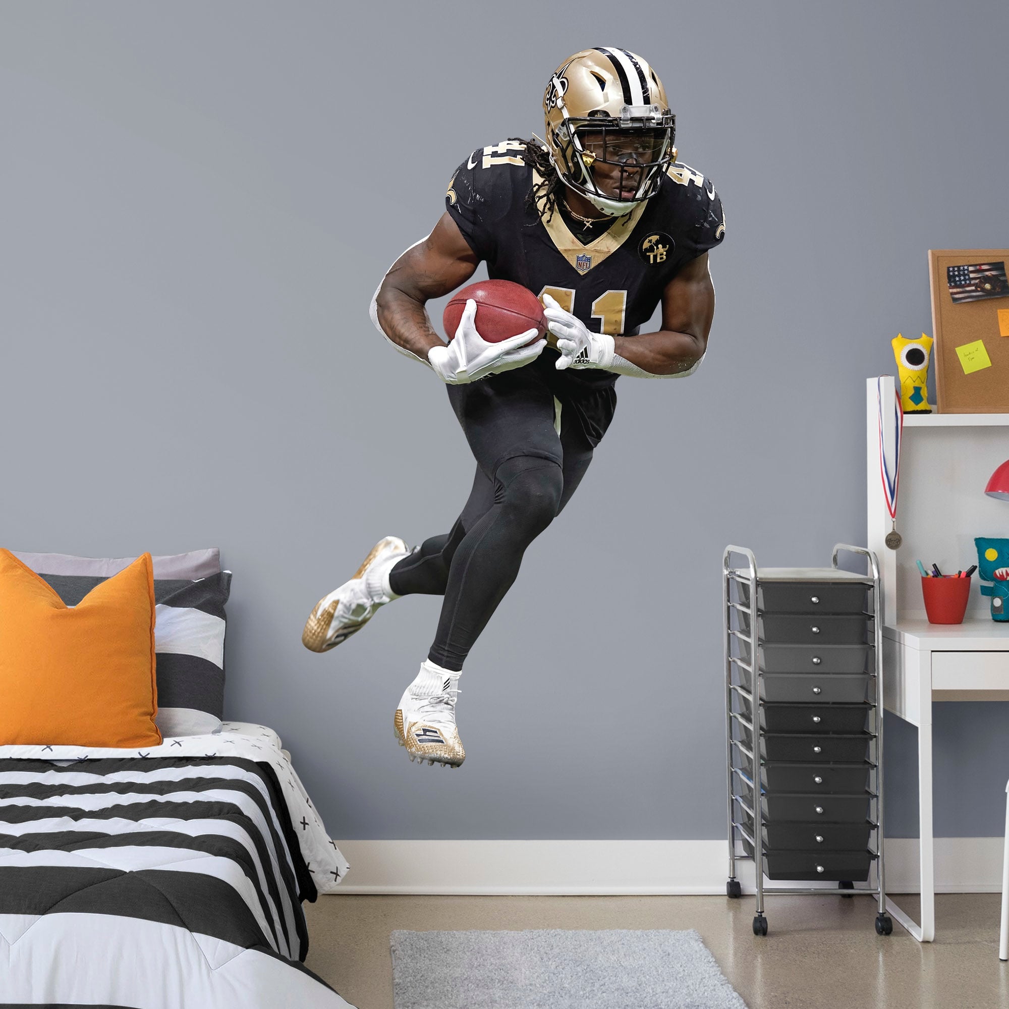 Alvin Kamara for New Orleans Saints - Officially Licensed NFL Removable Wall Decal Life-Size Athlete + 2 Decals (43"W x 74"H) by