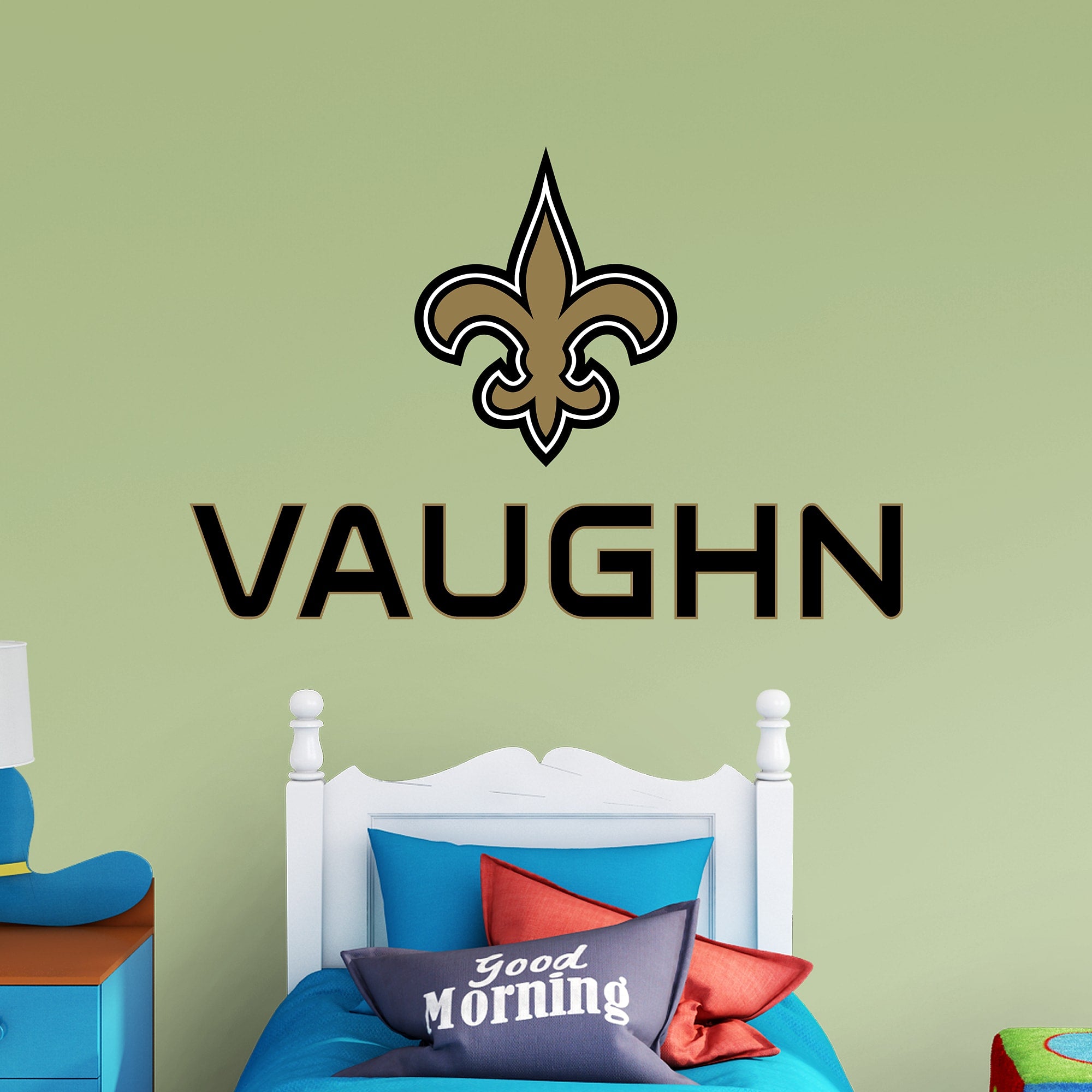New Orleans Saints: Stacked Personalized Name - Officially Licensed NFL Transfer Decal in Black (52"W x 39.5"H) by Fathead | Vin