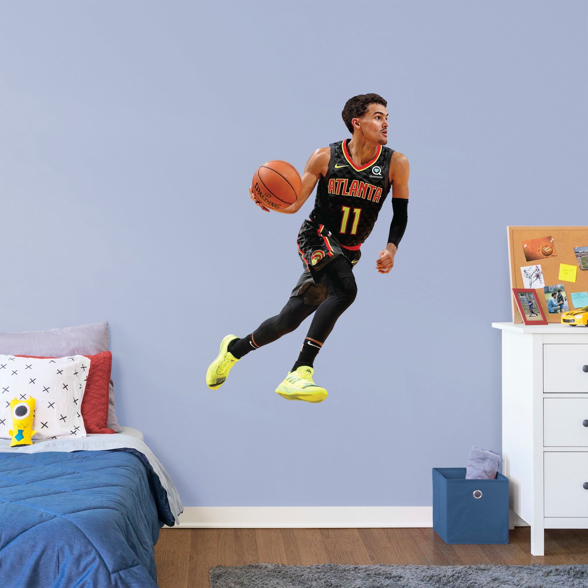 Trae Young for Atlanta Hawks - Officially Licensed NBA Removable Wall Decal Giant Athlete + 2 Decals (34"W x 51"H) by Fathead |