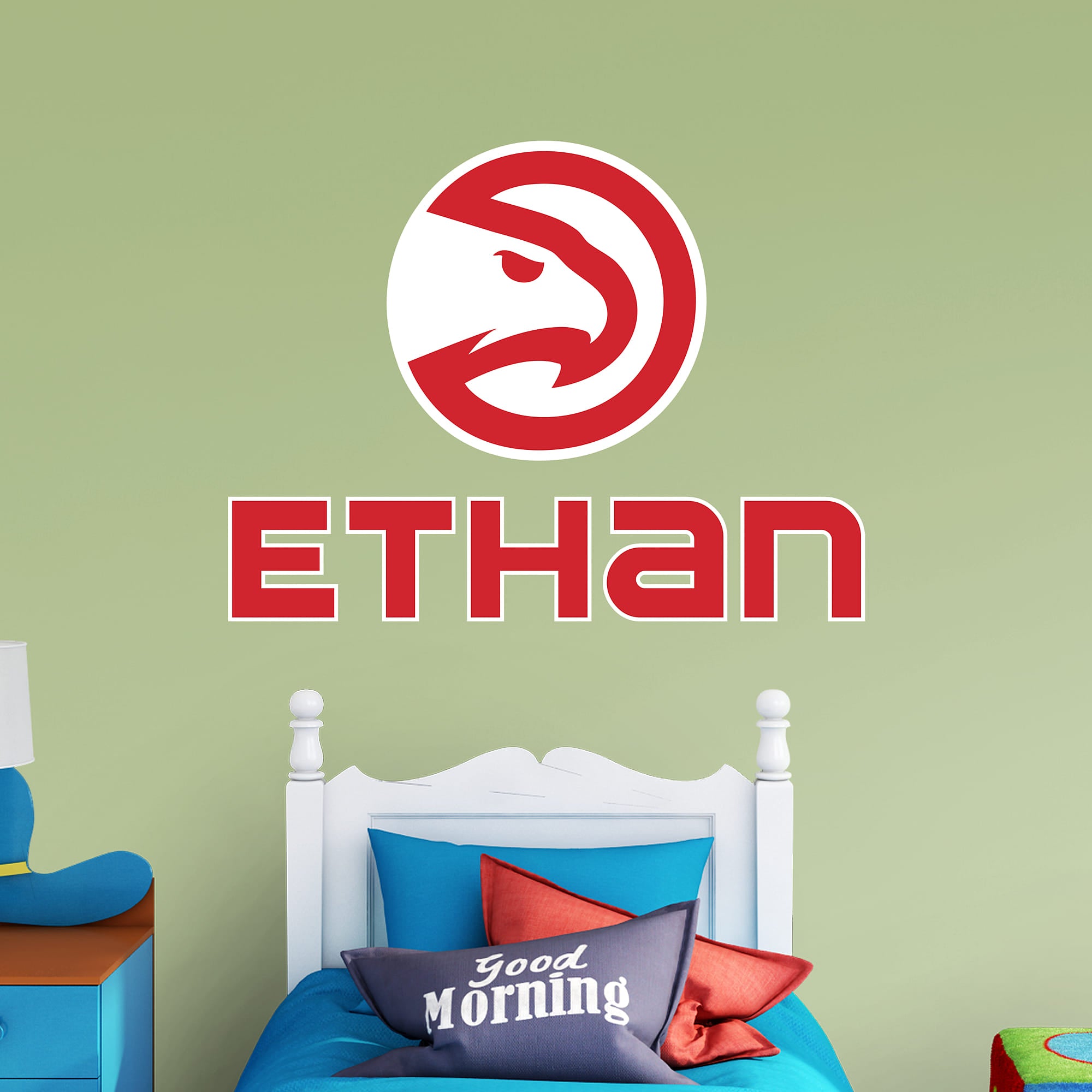 Atlanta Hawks: Stacked Personalized Name - Officially Licensed NBA Transfer Decal in Red (52"W x 39.5"H) by Fathead | Vinyl