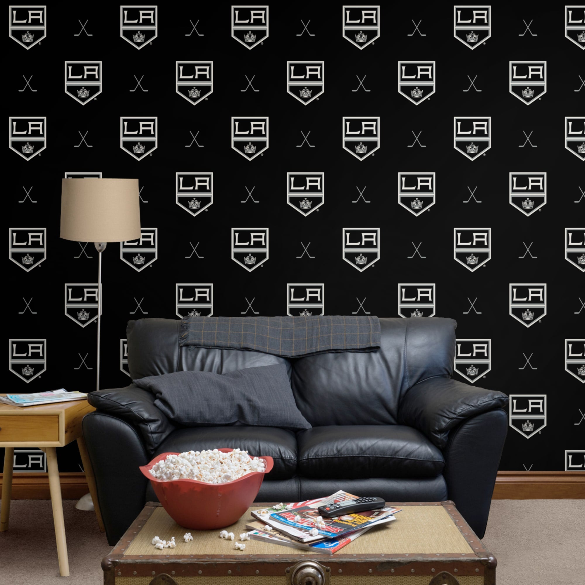 Los Angeles Kings: Sticks Pattern - Officially Licensed NHL Removable Wallpaper 12" x 12" Sample by Fathead | 100% Vinyl