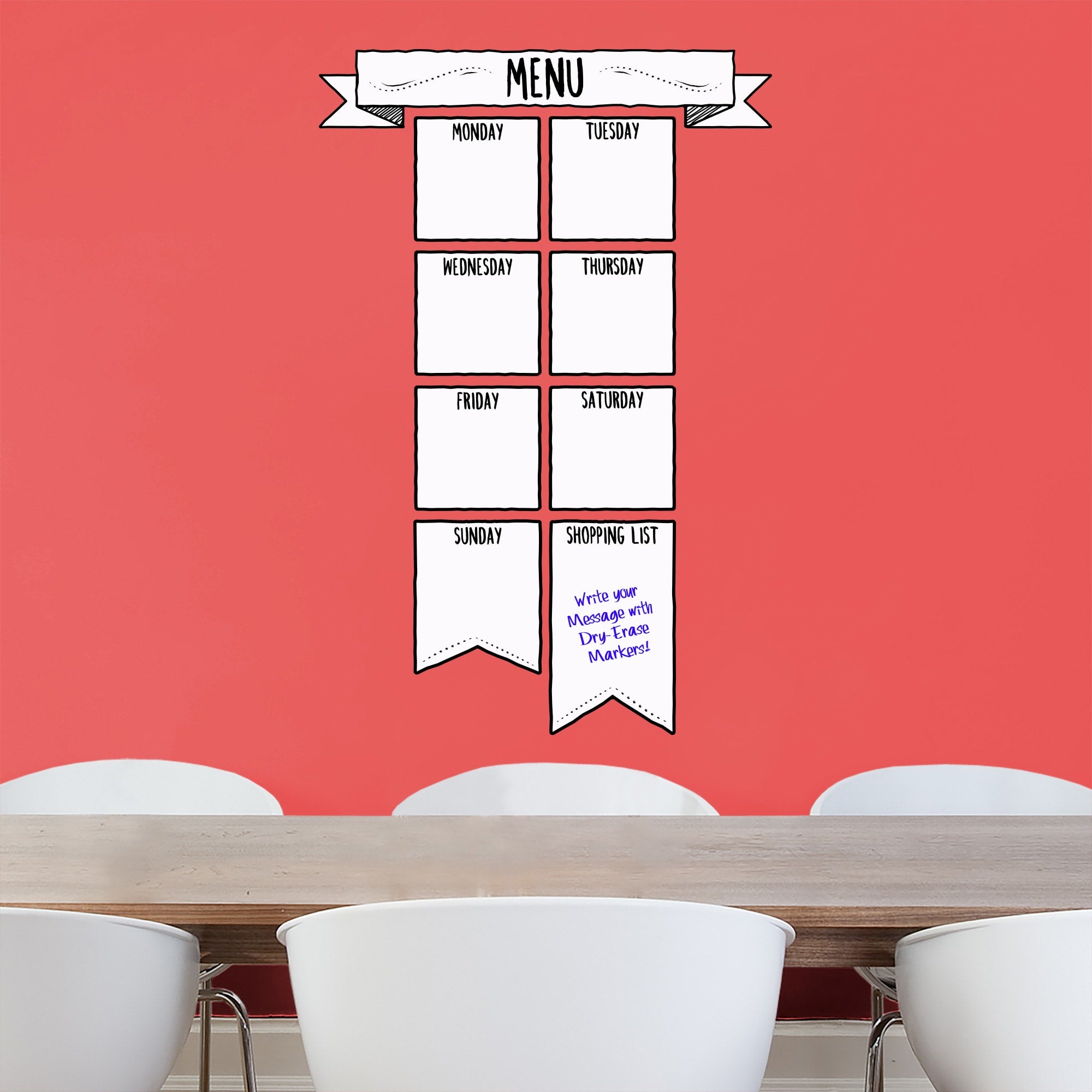 Weekly Menu - Removable Dry Erase Vinyl Decal 12.0"W x 17.0"H by Fathead