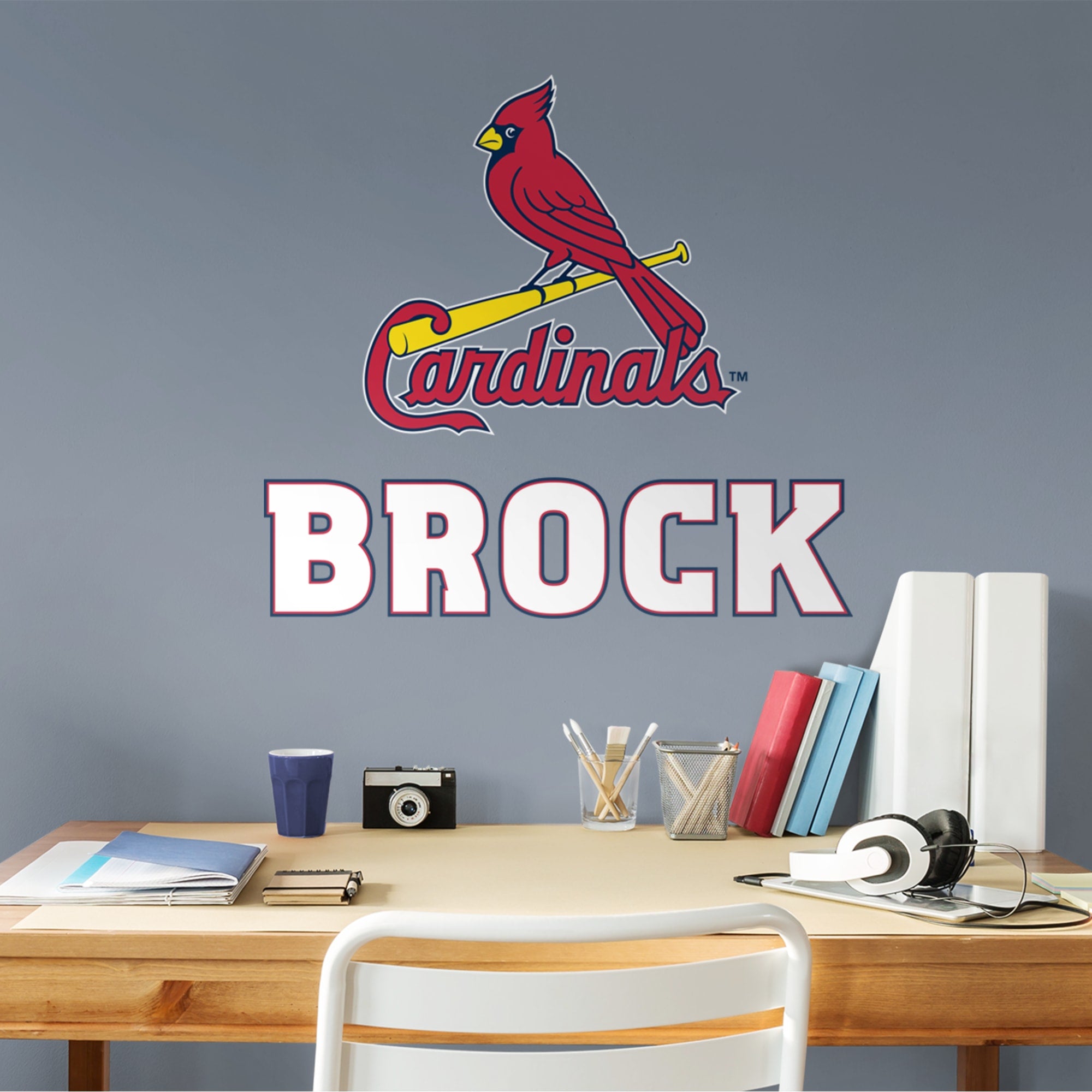 St. Louis Cardinals: Stacked Personalized Name - Officially Licensed MLB Transfer Decal in White (52"W x 39.5"H) by Fathead | Vi