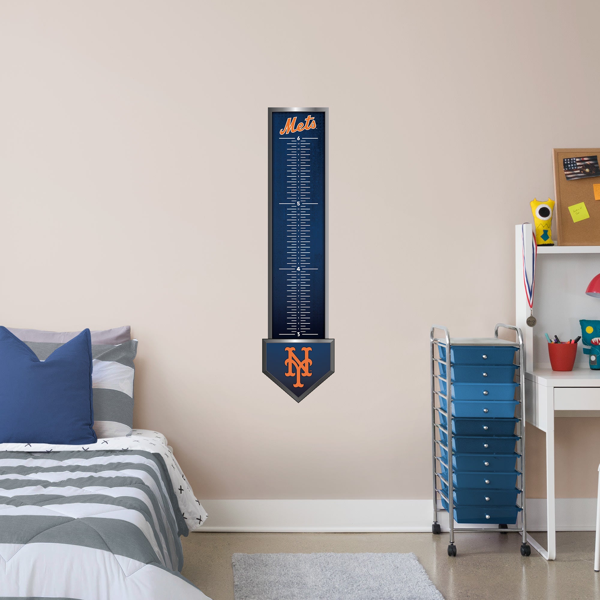 New York Mets: Growth Chart - Officially Licensed MLB Removable Wall Graphic 13.0"W x 54.0"H by Fathead | Vinyl