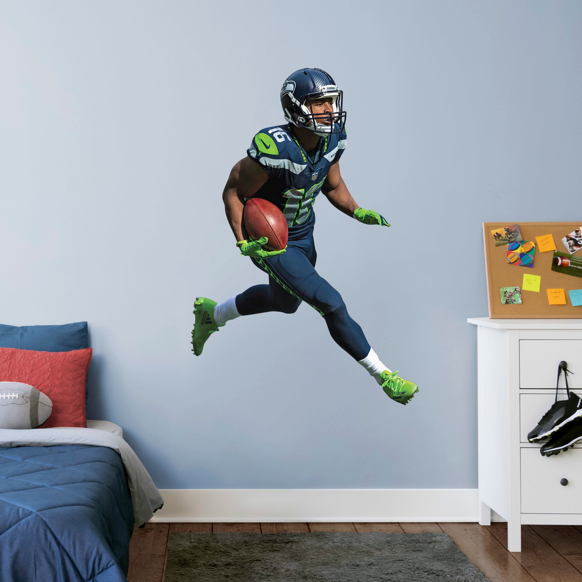 Tyler Lockett for Seattle Seahawks - Officially Licensed NFL Removable Wall Decal Giant Athlete + 2 Decals (34"W x 50"H) by Fath