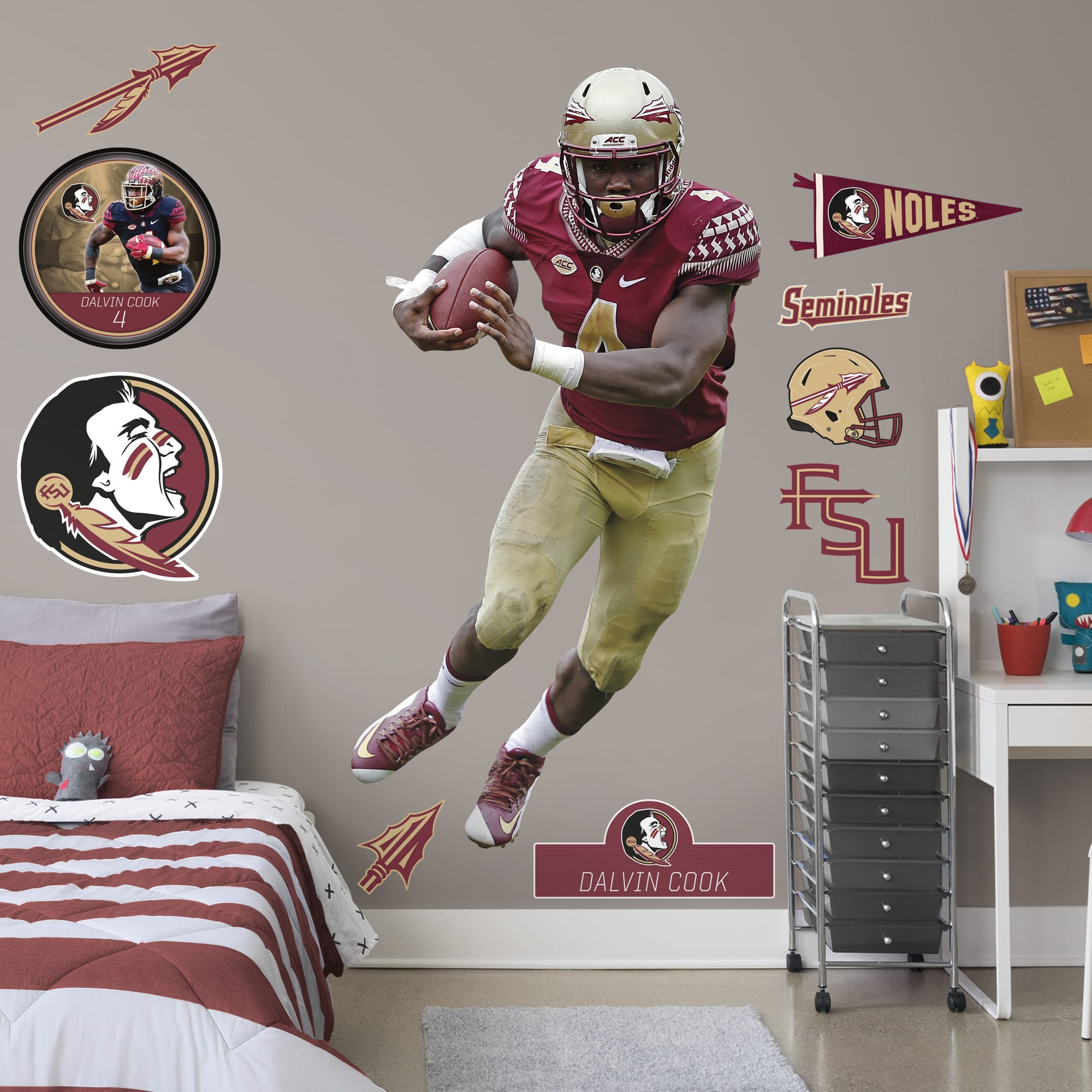 Dalvin Cook for Florida State Seminoles: Florida State - Officially Licensed Removable Wall Decal Life-Size Athlete + 9 Decals (