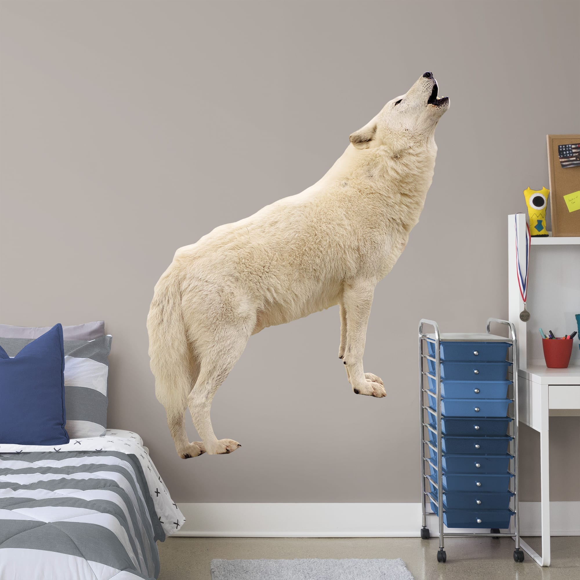 Howling Wolf - Removable Vinyl Decal Life-Size Animal + 2 Decals (53"W x 68"H) by Fathead
