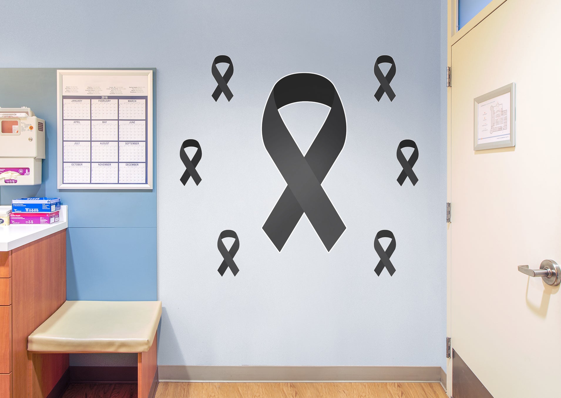 Colors of Cancer Ribbons: American Cancer Society Removable Wall Decal Giant Melanoma Cancer Ribbon + 6 Decals (24"W x 51"H) by